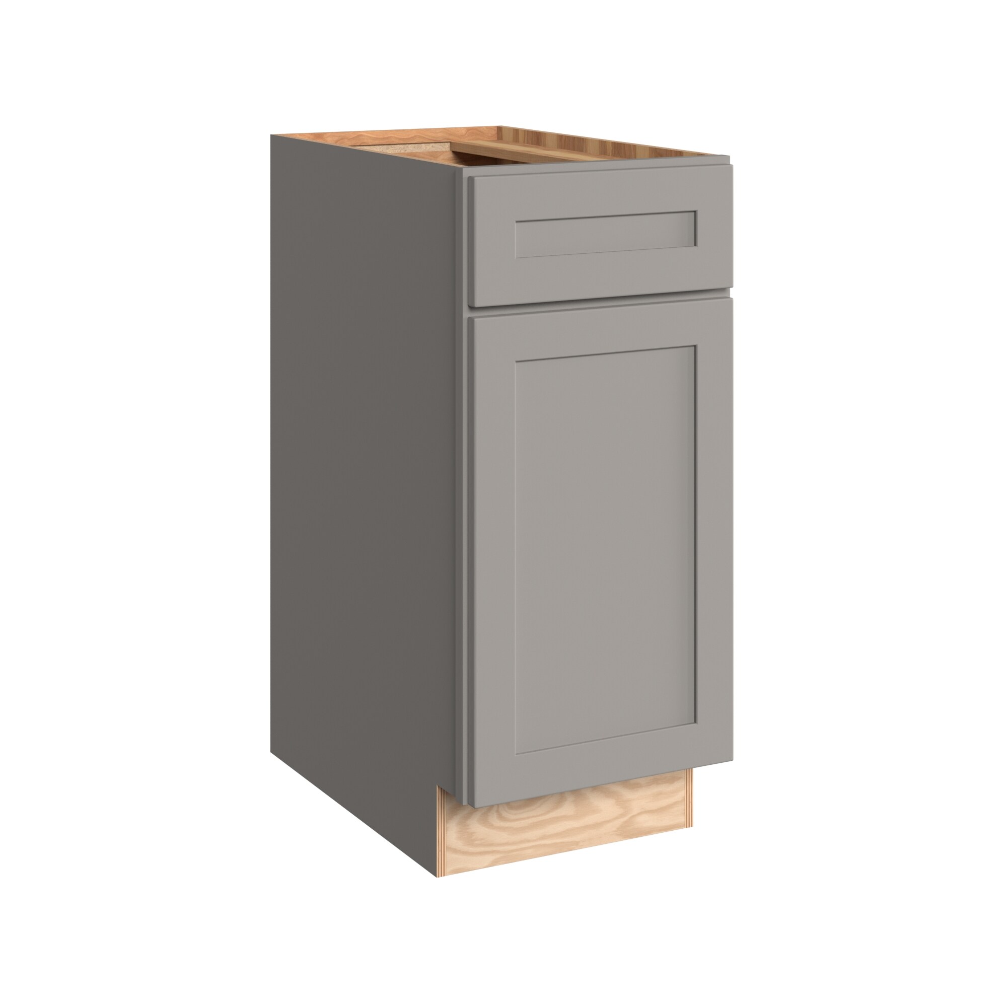 KraftMaid Momentum BWBB15G81 Deveron 15-in W x 34.5-in H x 24-in D Pebble Grey Pull-out wastebasket Base Fully assembled Plywood Cabinet (Recessed Panel Shaker)