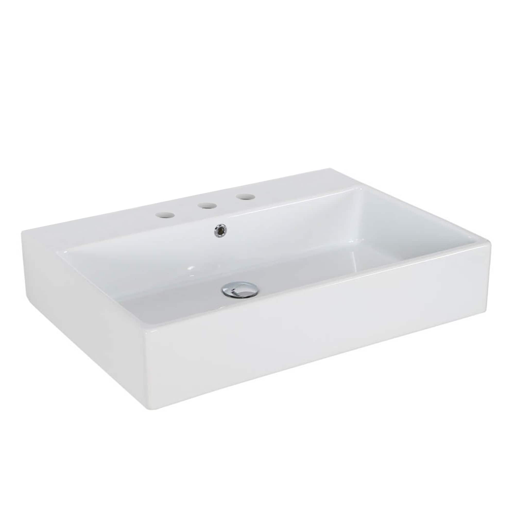 WS Bath Collections SIMPLE 70.50A.03 Simple Ceramic Wall-mount Rectangular Modern Ceramic white Bathroom Sink ( 27.6-Inches x 19.7-Inches )