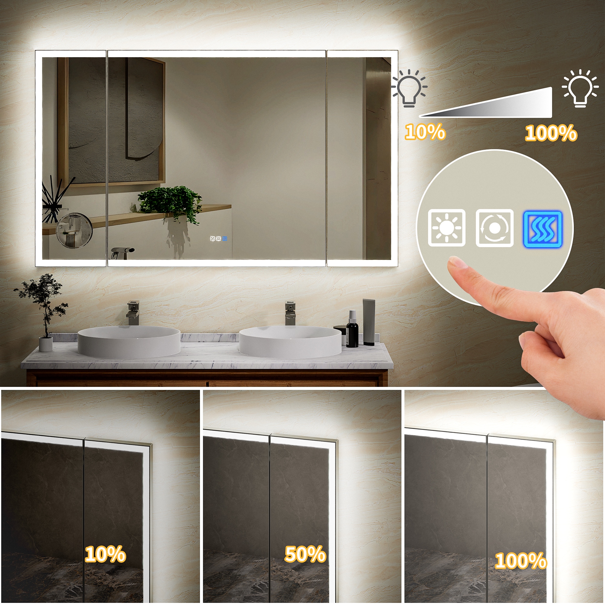 WELLFOR TO-EM-BV30WHBK Framed-Bath-Mirrors - View #9