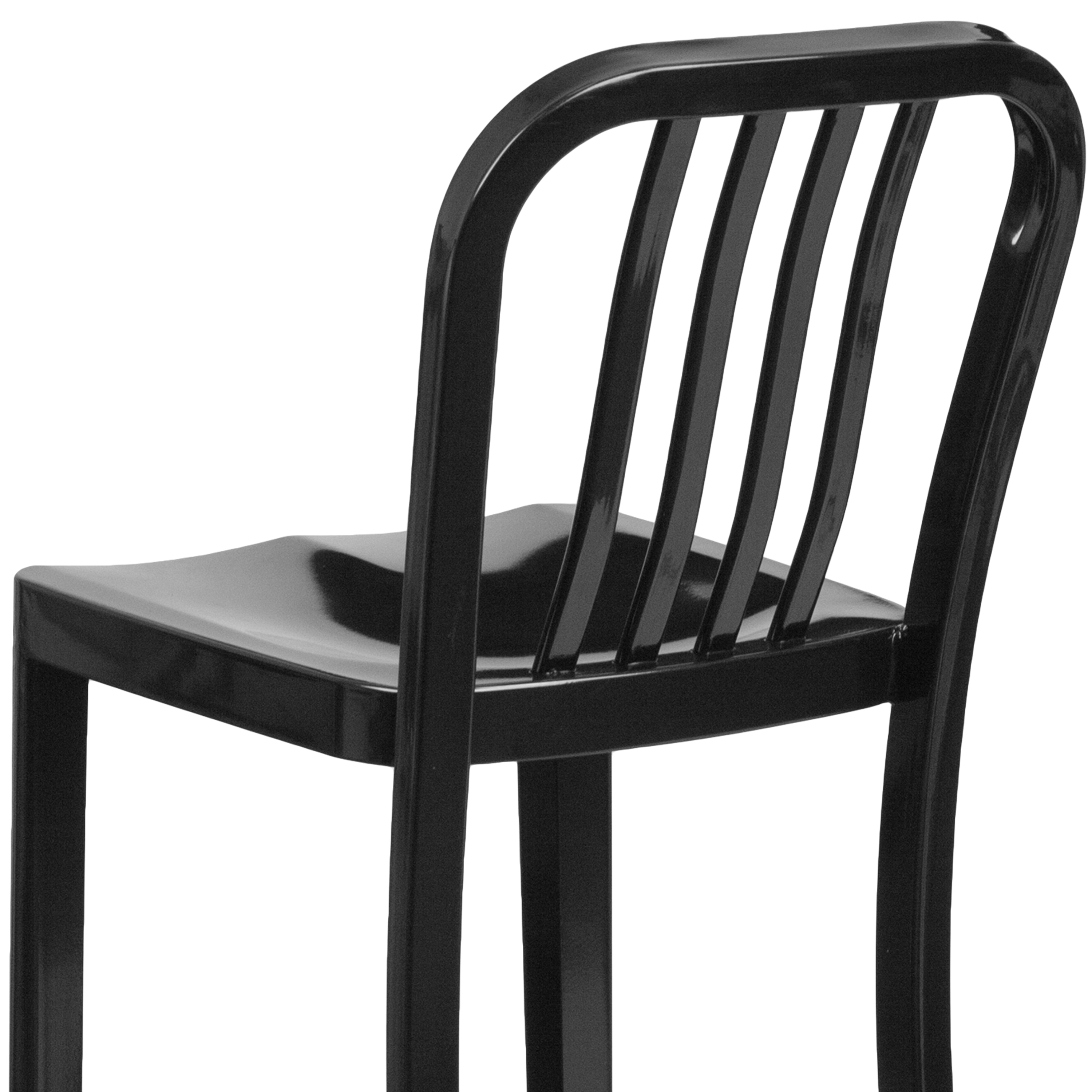 Black Metal 30" Indoor-Outdoor Slat Back Barstool