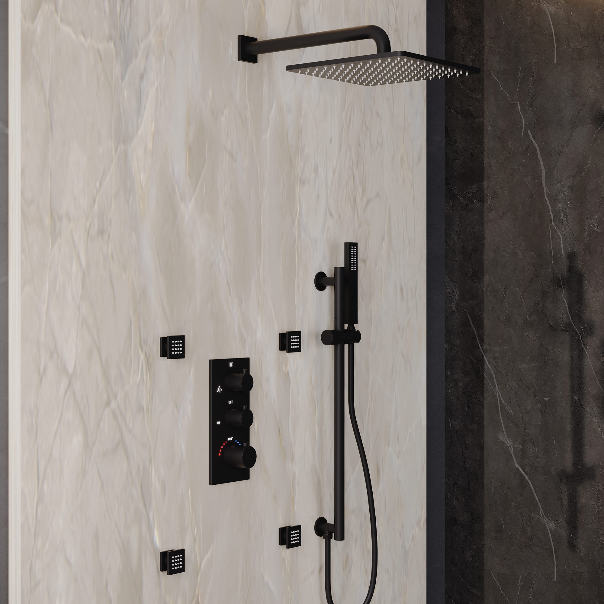 CASAINC CA-A4383-MB Showerhead-Bar-Panels - View #3