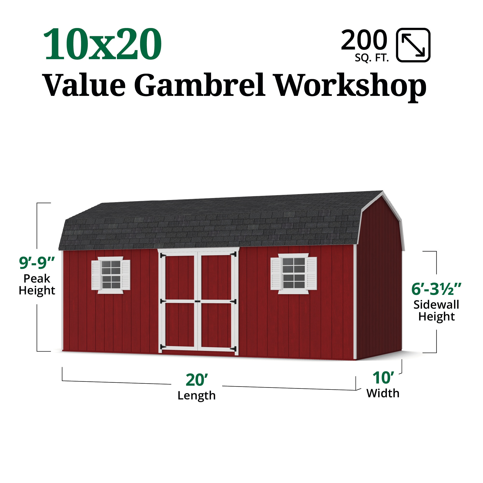 Little Cottage Co 10X20 VGB-6-WS-PC Wood-Storage-Buildings - View #3