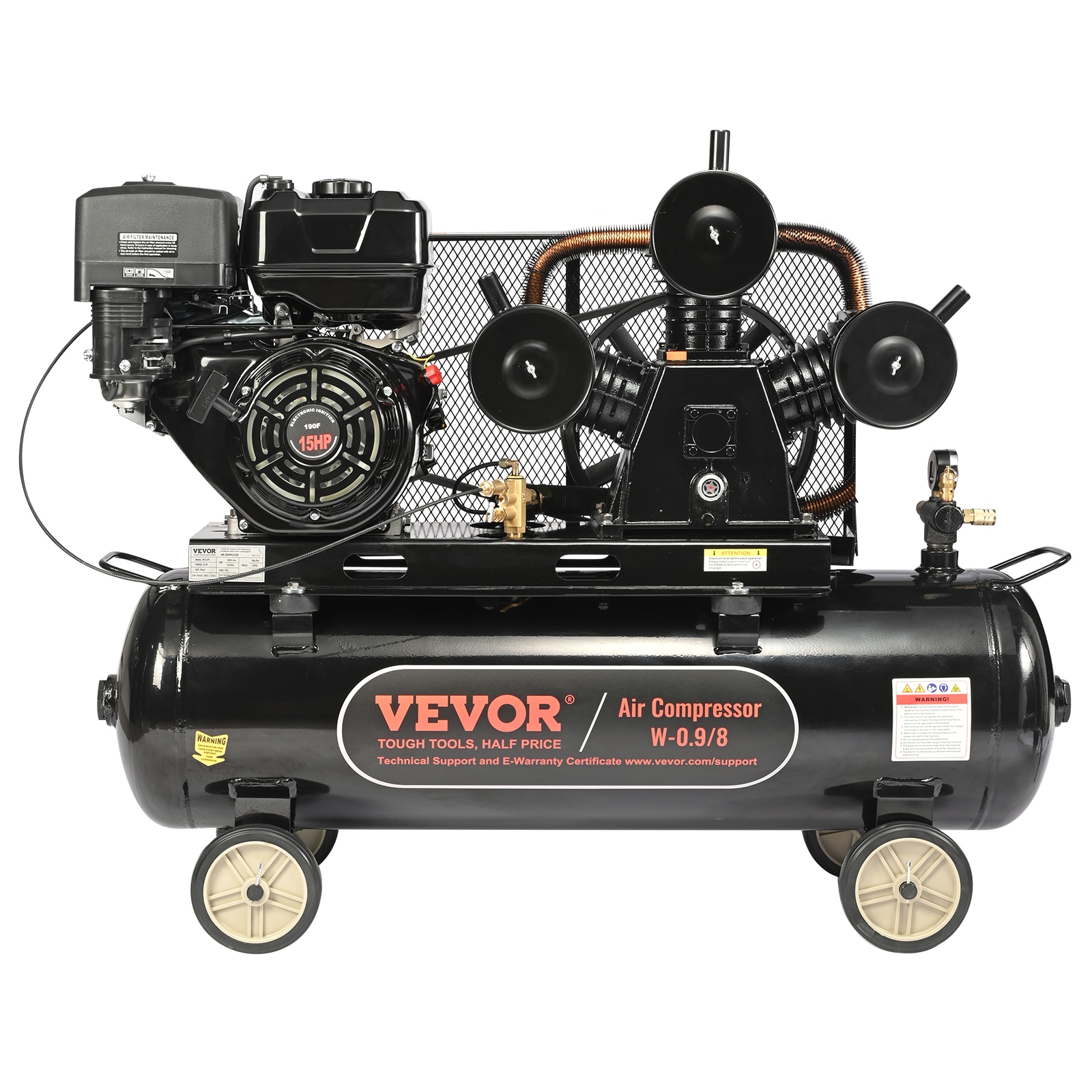 VEVOR QYKYJ30JL000B8GF5V0 30-Gallon Portable Gas Cordless 115 PSI Wheelbarrow Air Compressor