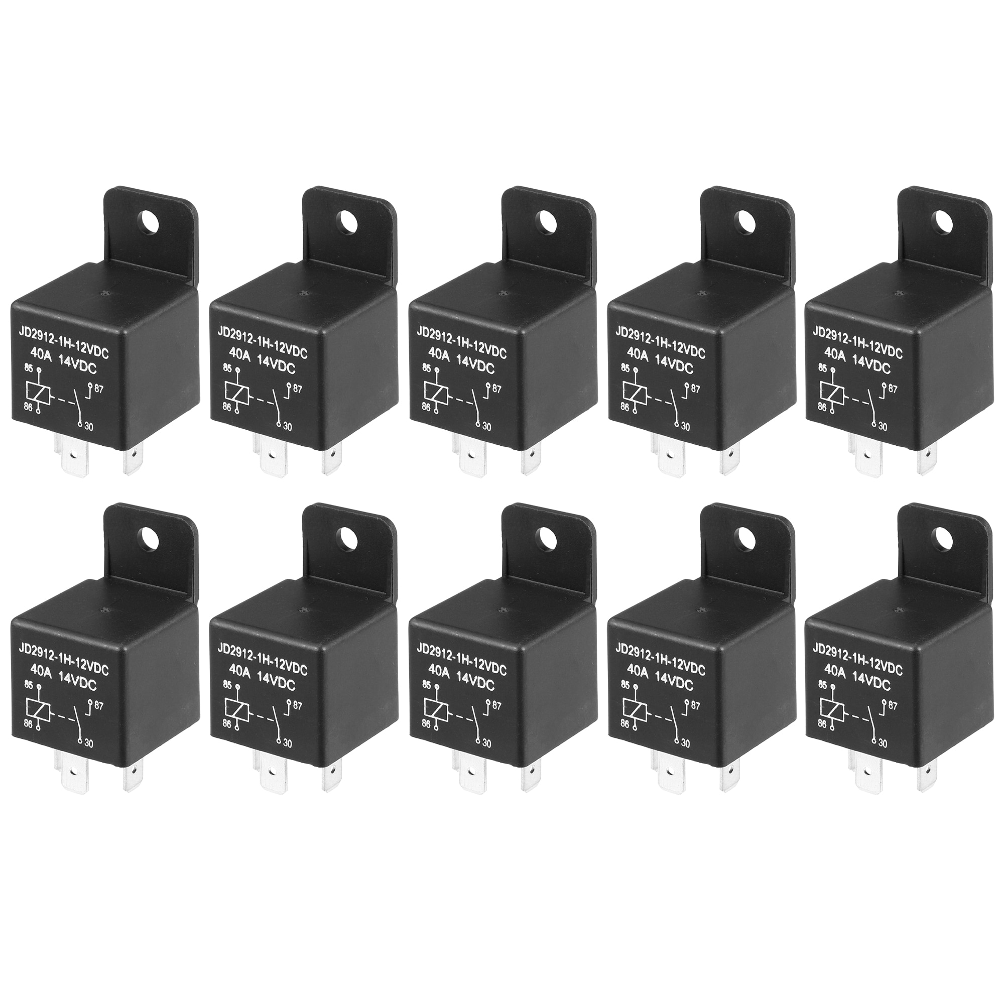Unique Bargains 10pcs Car Relay 4 Pin 12V 40Amp SPST Model JD2912-1H-12VDC 40A 14VDC Automotive Relay Switches #S26012000UX6051
