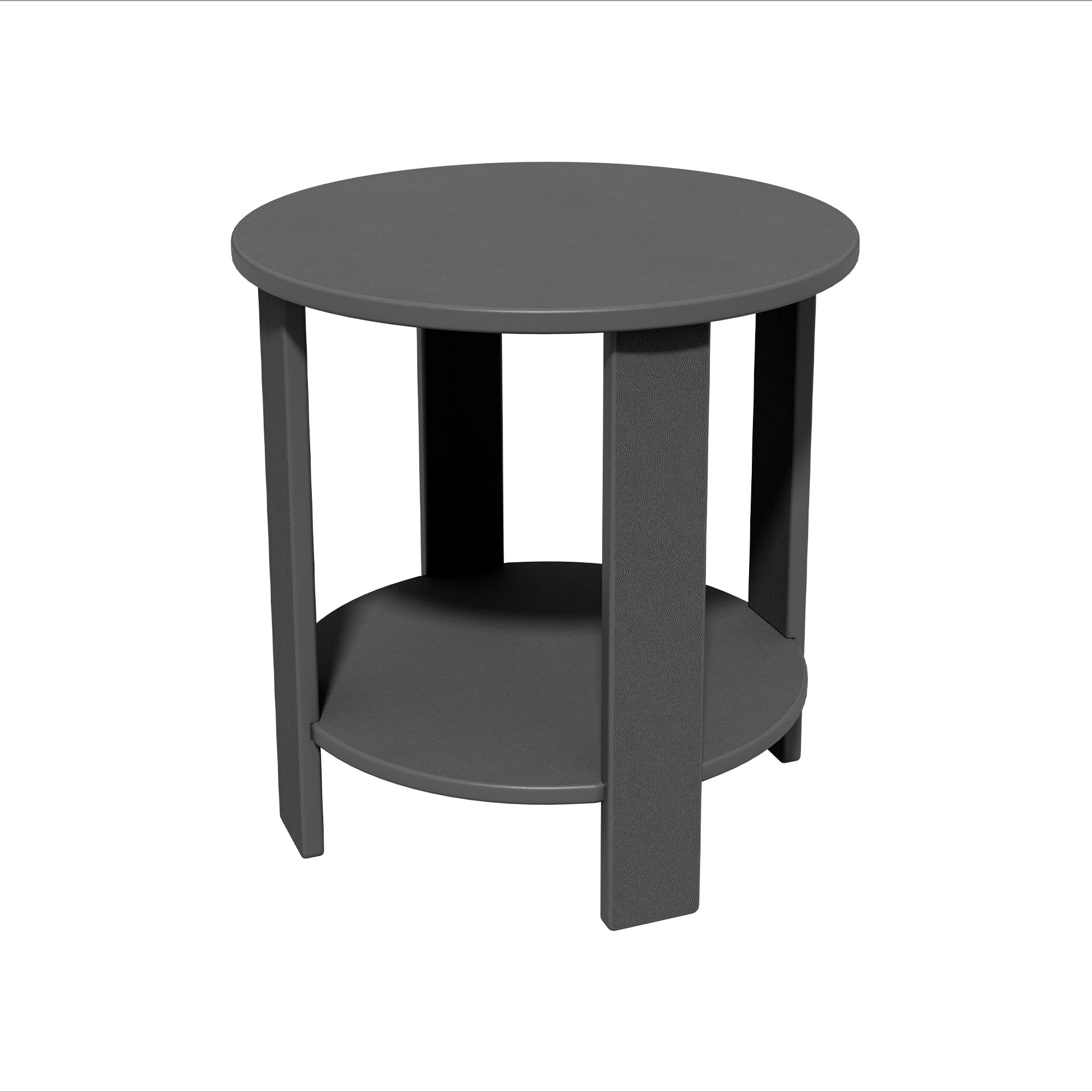 VOUA - 17.7"Wx17.7"H 2-tier Patio Side Table Round Outdoor End Table 17.7-in W x 17.7-in L