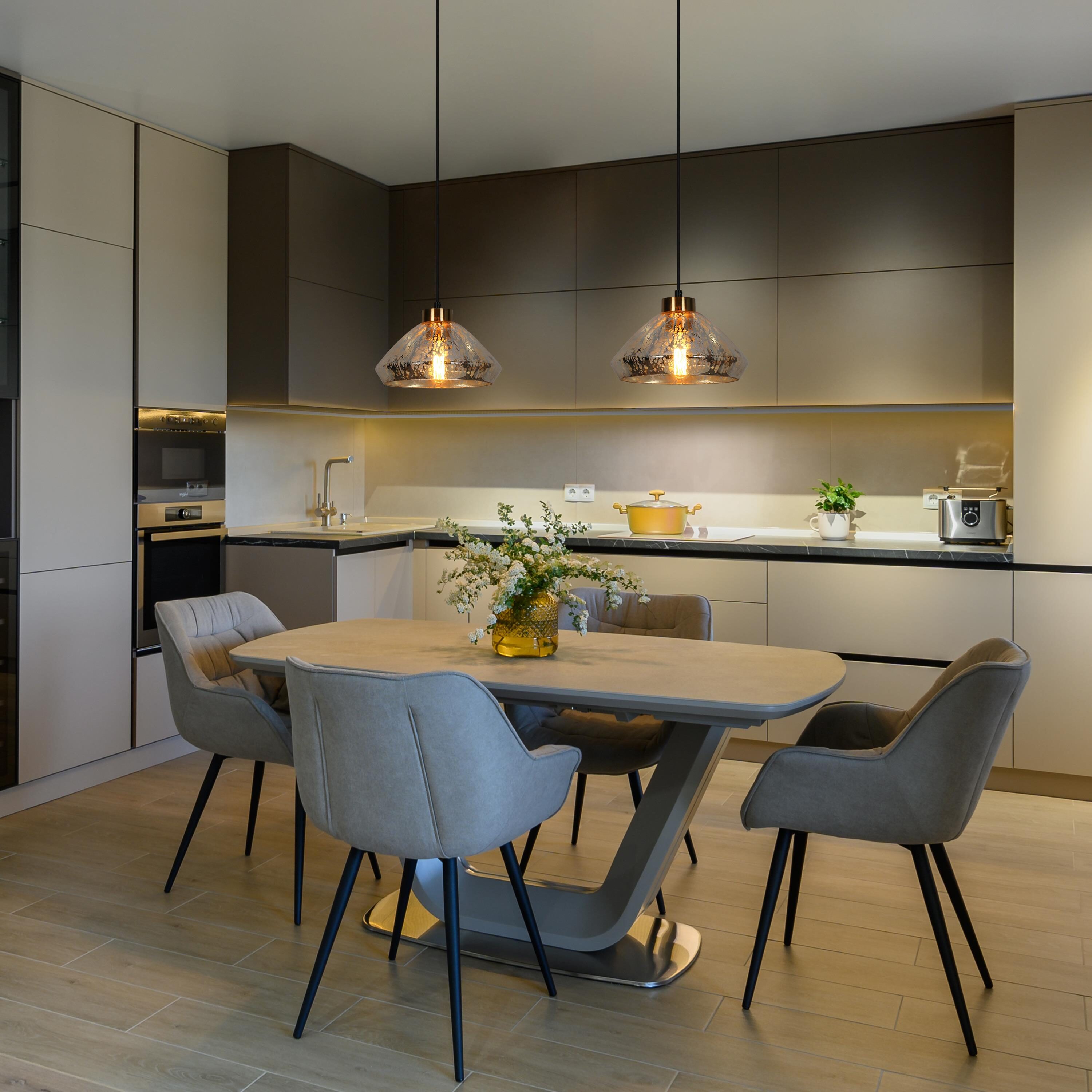 Matte Black and Gold Glass Mini Pendant Light
