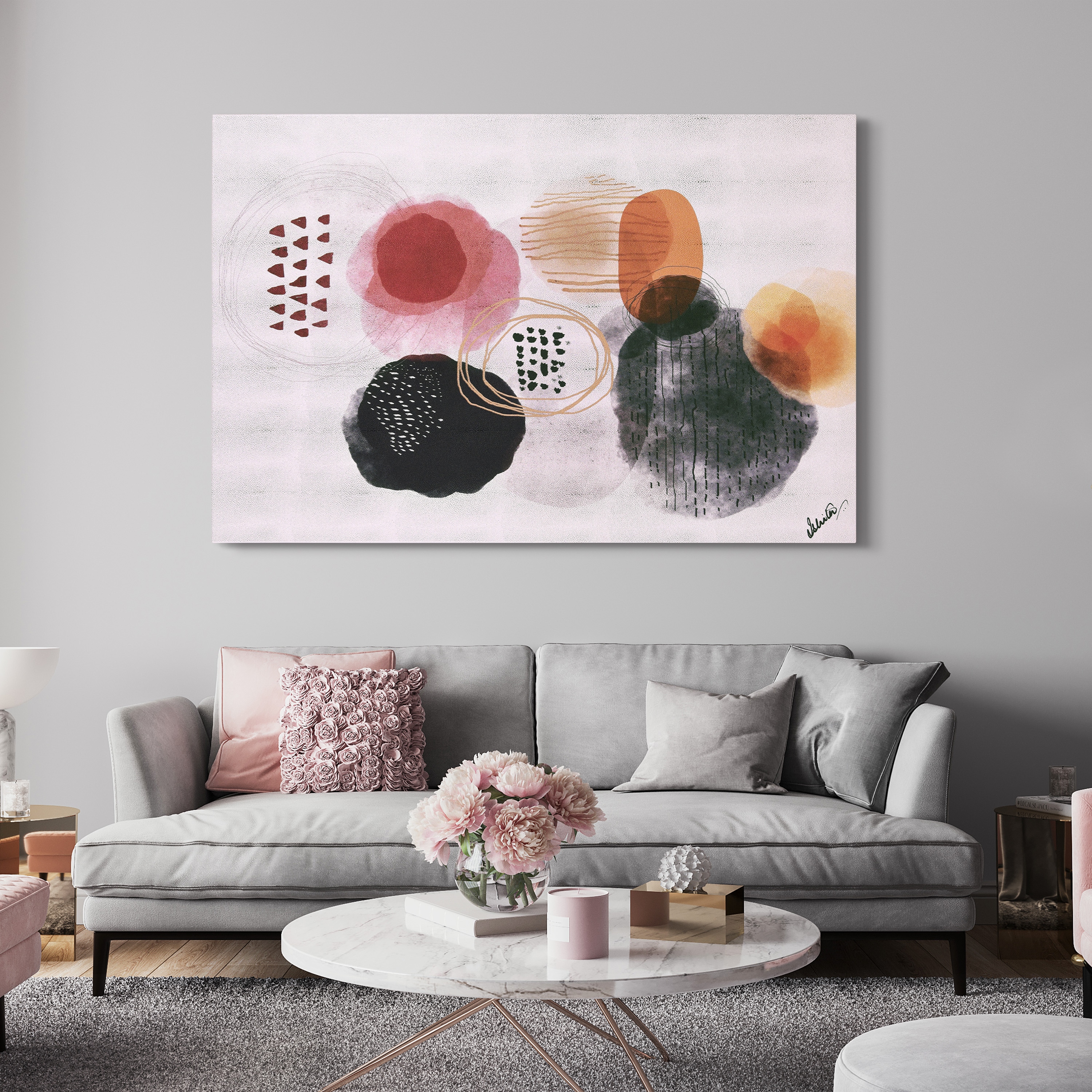 Colorful Abstract Silver Shagreen Canvas Wall Art for Nursery