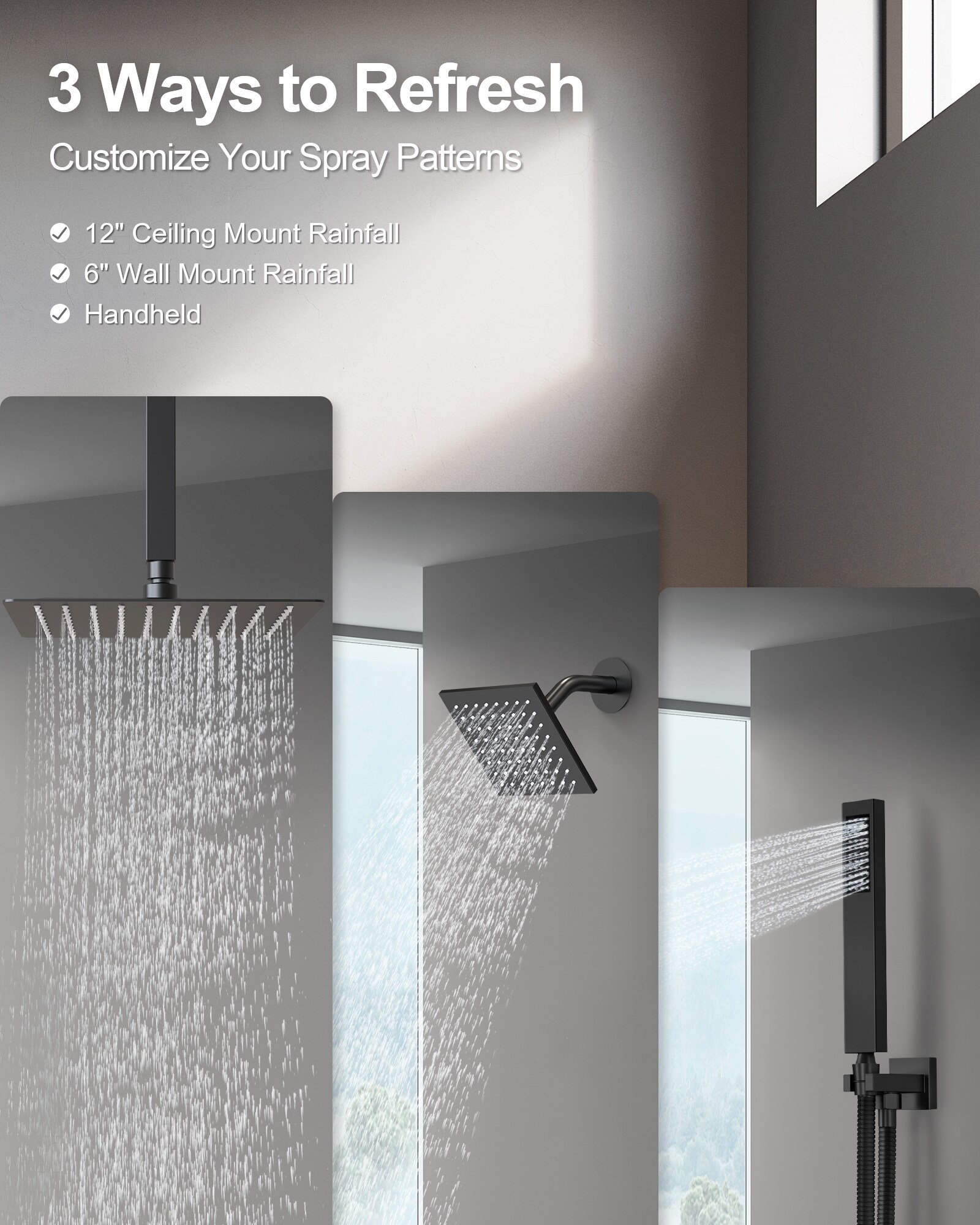 GRANDJOY FL2561-BN Showerhead-Bar-Panels - View #2