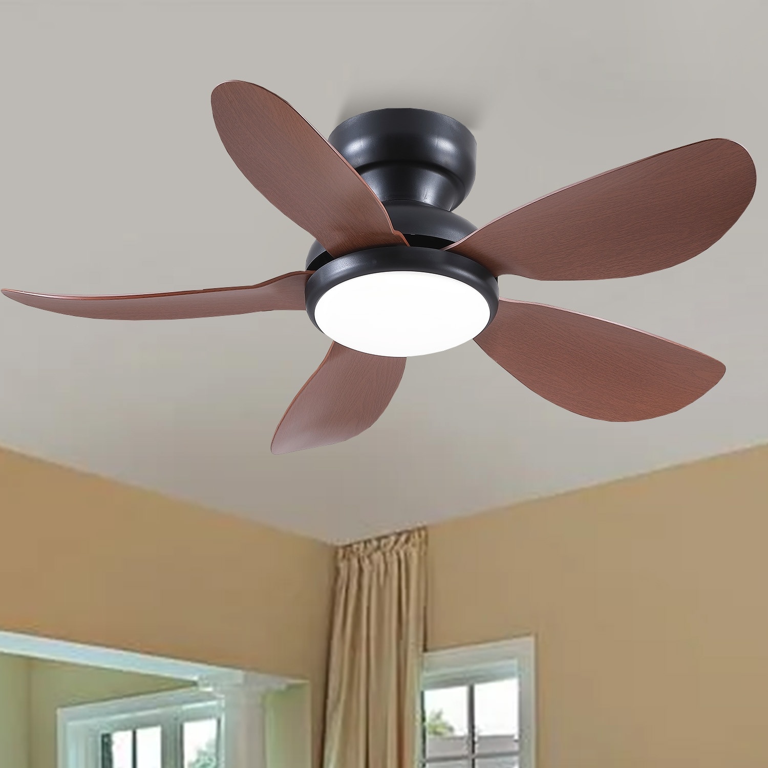 Gleam Flare 32 inches Low Profile Ceiling Fan with Light and Remote for Living Room Bedroom  Kids Room Patio