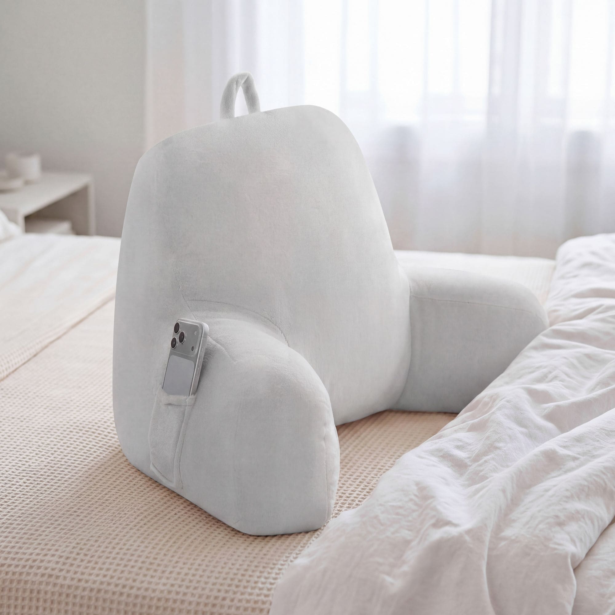 The Sheet Lab  Plush Gray 30-in x 17-in x 17-in Backrest Pillow