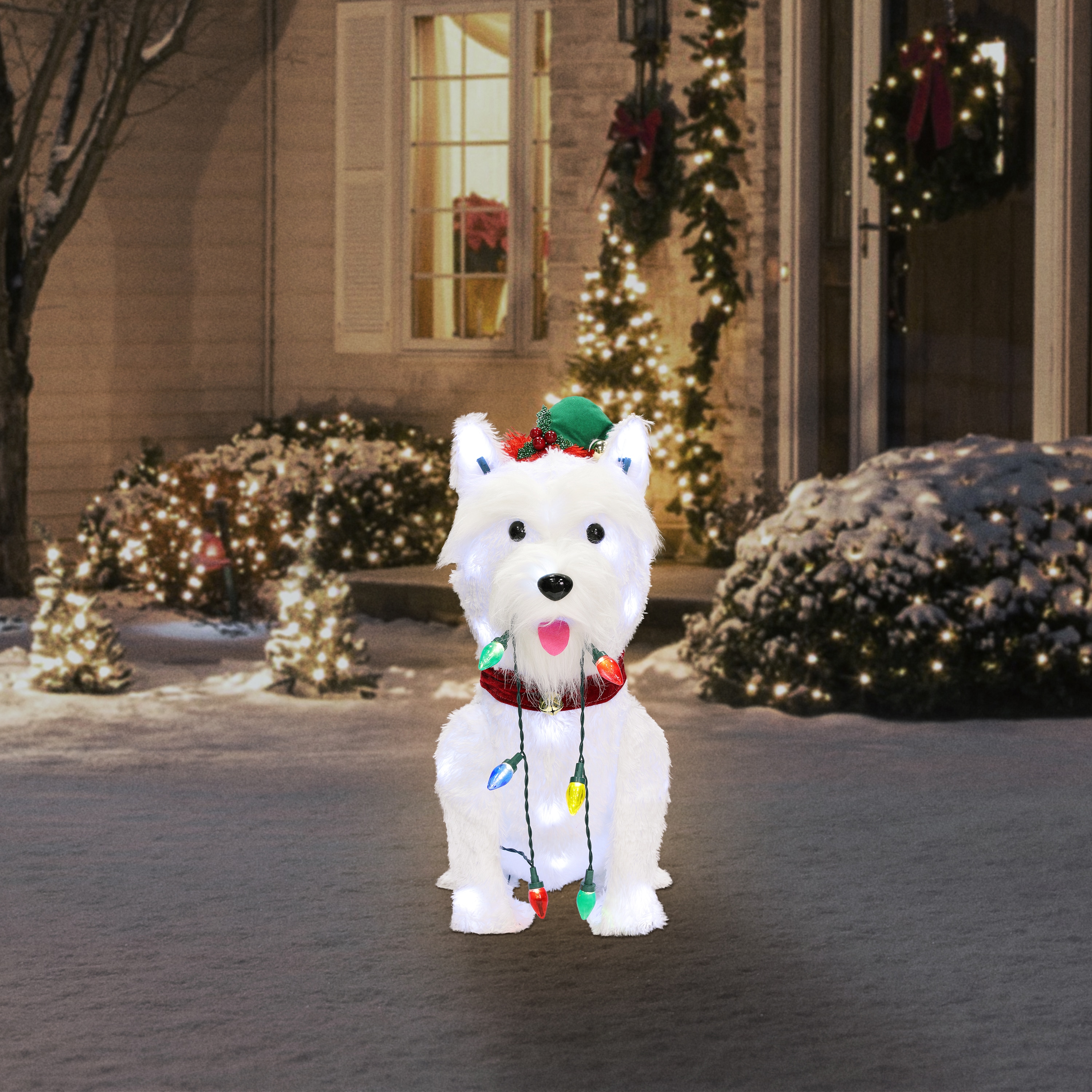 White Dog Outdoor Christmas Decoration: A Magical Holiday Experience