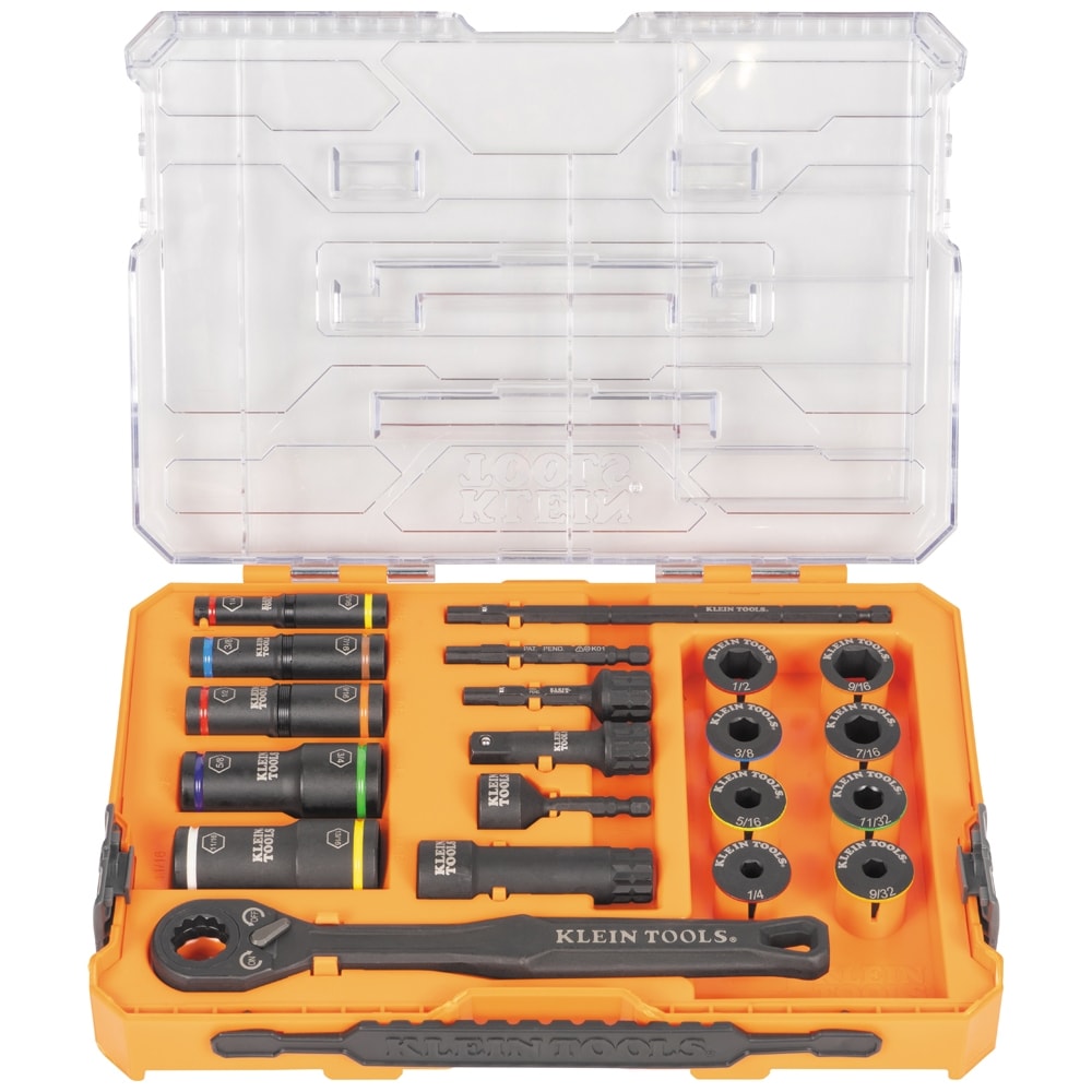 Klein Tools 65240 KNECT Impact Pass Through and Deep-Well Flip Socket Set, 20-Piece