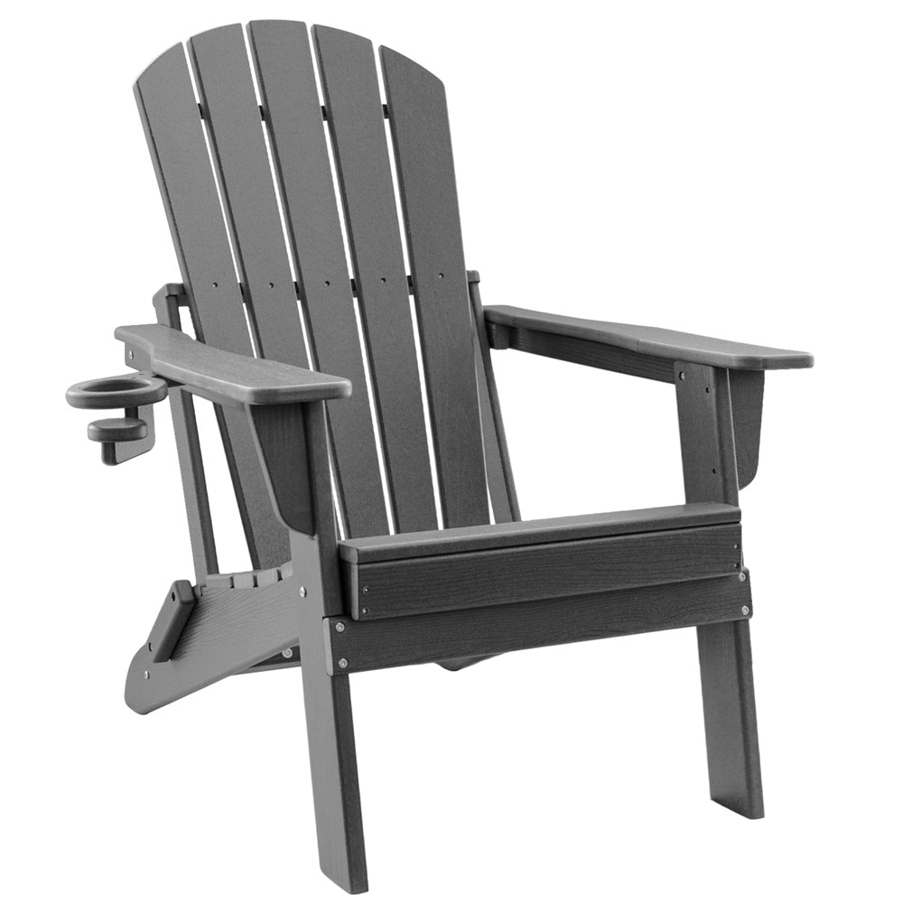 Upland YYFAC-GY1 Adirondack Chair Gray HDPE Frame Stationary Adirondack Chair with Solid Seat