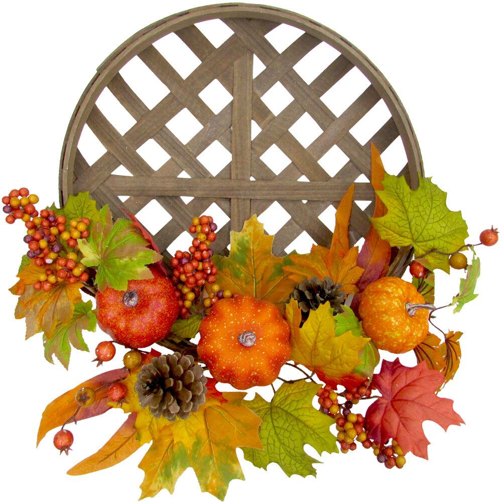 Fraser Hill Farm FF022HVWR001-0MLT 22-in Pumpkin Artificial Wreath