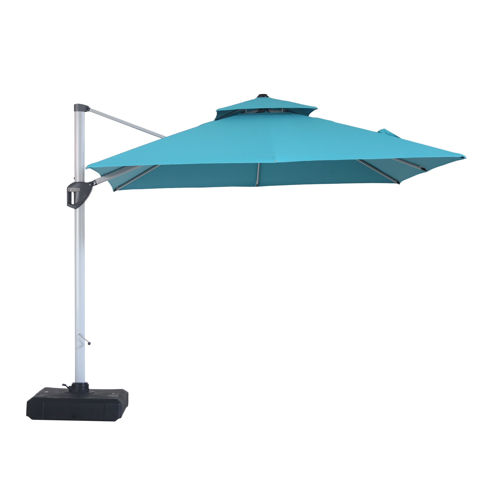 Clihome 10 ft Aluminum Blue Crank Cantilever Patio Umbrella with Base CLI 1004 AB at Lowes