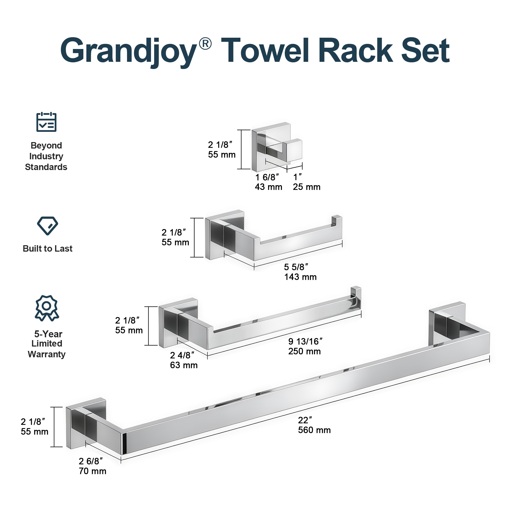 GRANDJOY SGF20GJ-02CH Decorative-Bath-Hardware-Kits - View #8