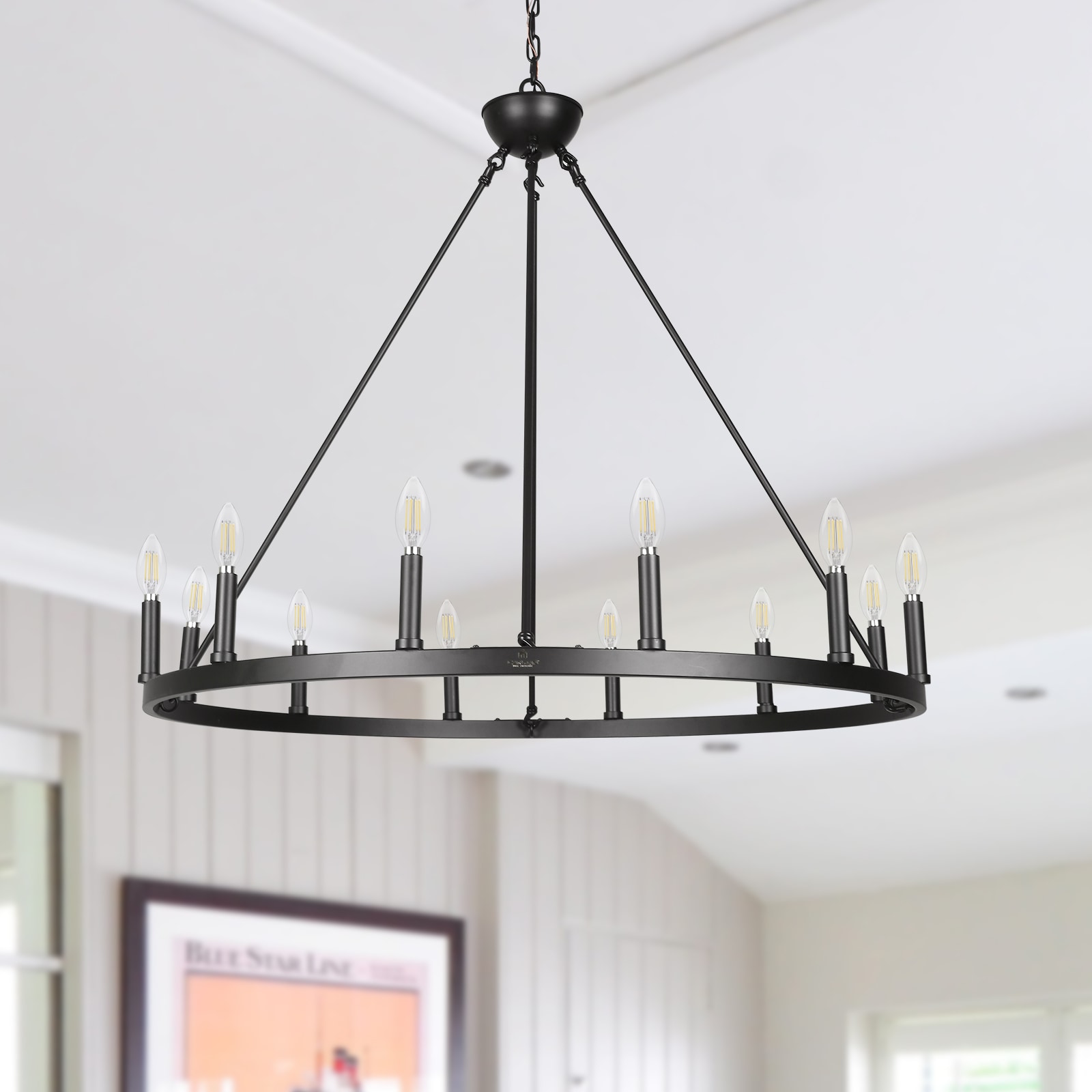 CANYON HOME 12-Light Black Mid-century Dry Rated Chandelier at Lowes.com