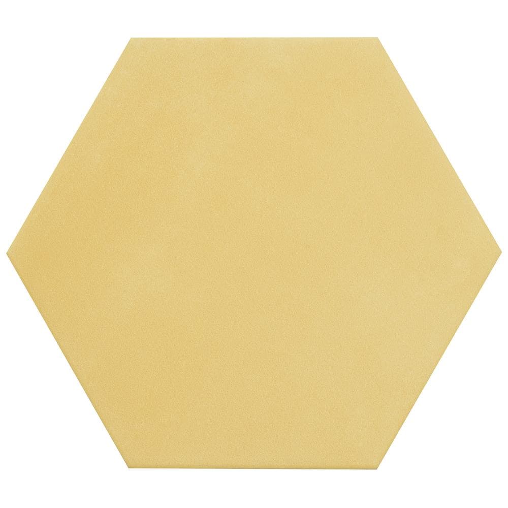 Artmore Tile EXT3RD106365 (Sample) Modern Hex Yellow 8-in x 9-in Matte Porcelain Patterned Floor and Wall Tile