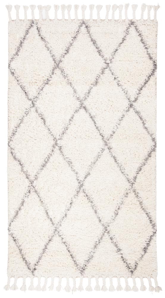 Safavieh CSB951F-5 Casablanca Taake 5 x 8 (ft) Wool Gray/Ivory Rectangular Indoor Abstract Moroccan Area rug