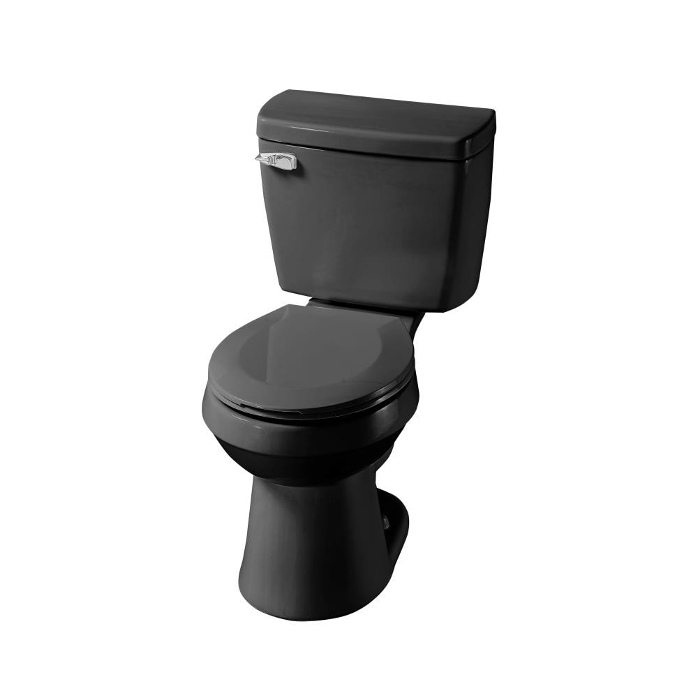 KOHLER Highline Black Elongated Chair Height 2-piece WaterSense Toilet  10-in Rough-In 1.28-GPF at