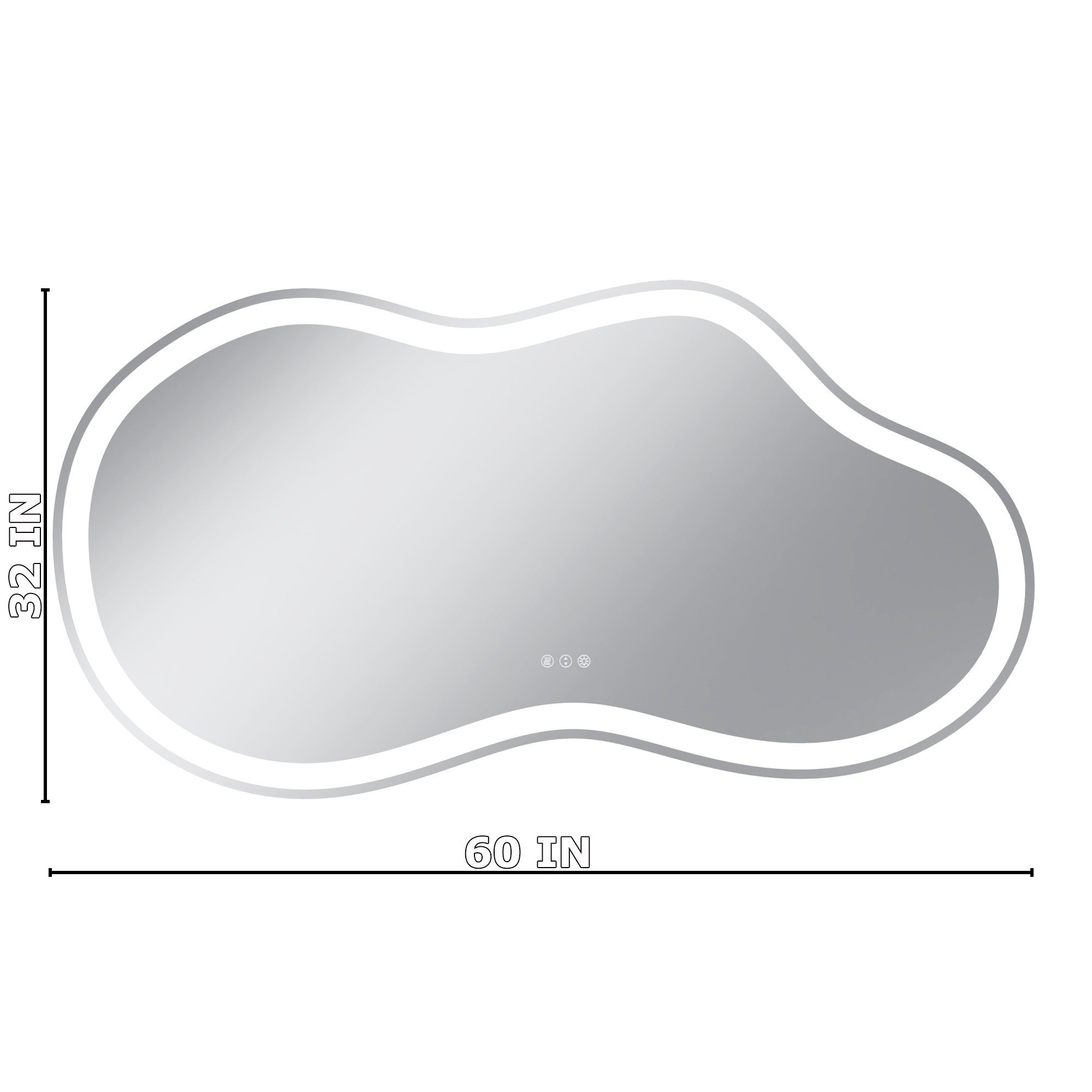 Boyel Living BLL008Y-J80152 Frontlit Cloud-Shaped Glass Bathroom Vanity Mirror Dimmable LED Lights Fog-Free 32-in x 60-in