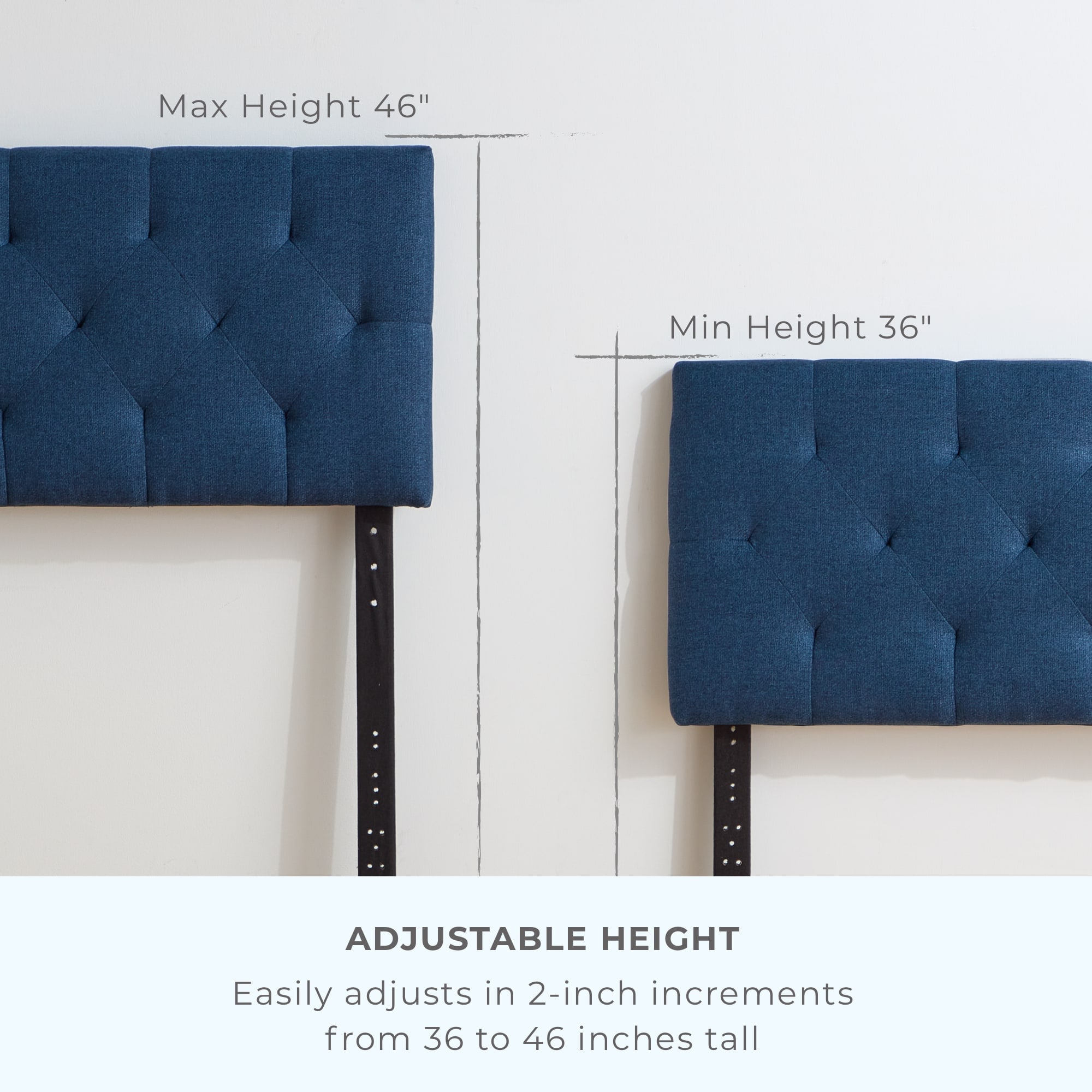 Brookside Kaylee Diamond Tufted Navy Queen Upholstered Headboard In The ...