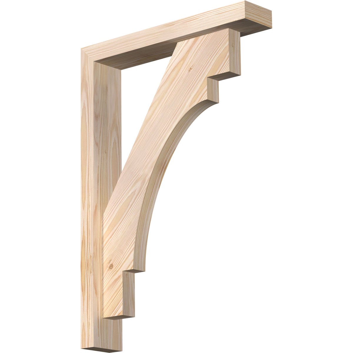 Ekena Millwork 1463314 Merced Block Smooth Bracket with Offset Brace Douglas Fir Wood Standard Bracket