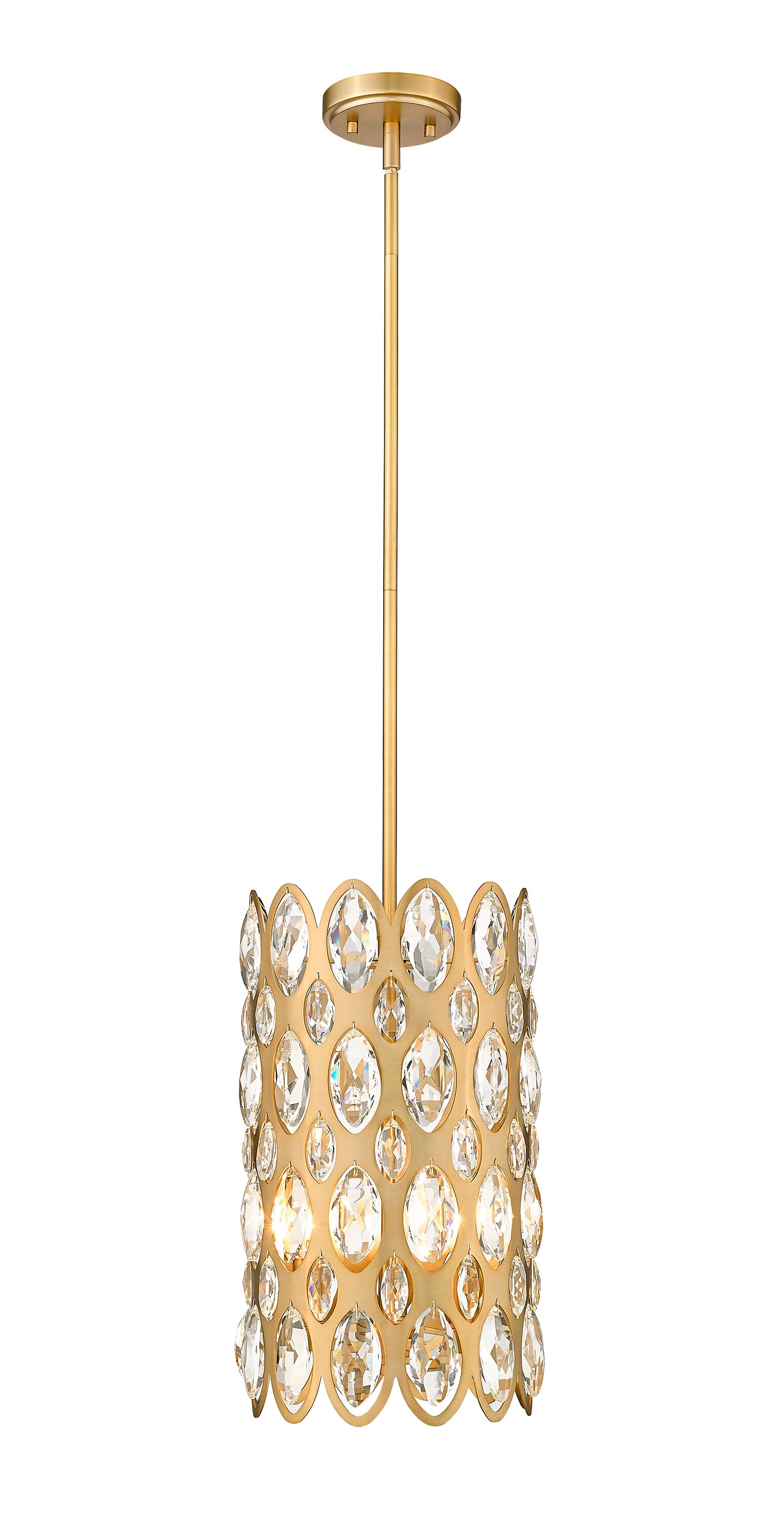 Heirloom Brass and Crystal 3-Light Drum Pendant for Indoor/Outdoor