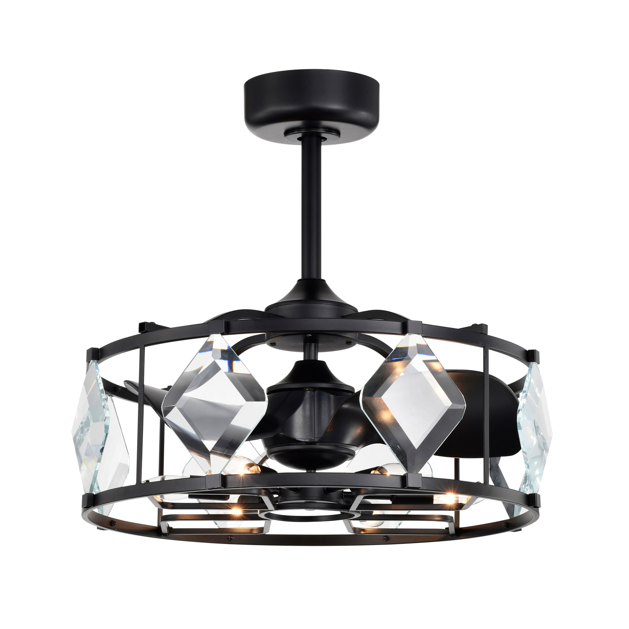 Home Accessories Inc DL01P04MB 24.8-in Matte Black with Black Blades Fandelier Ceiling Fan With Light - Remote Included ( 3 -Blade )