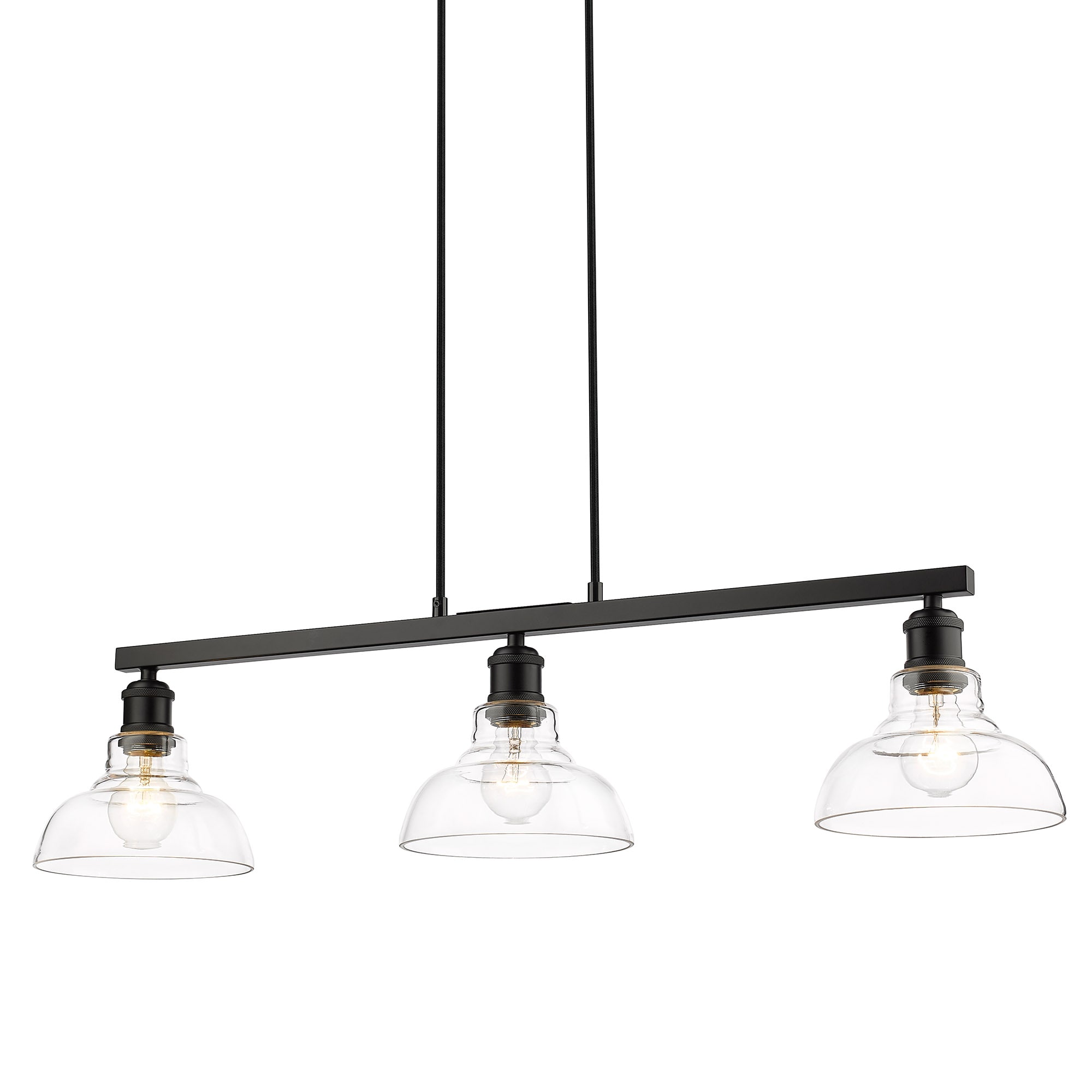 Golden Lighting Carver 3-Light Matte Black Industrial Clear Glass