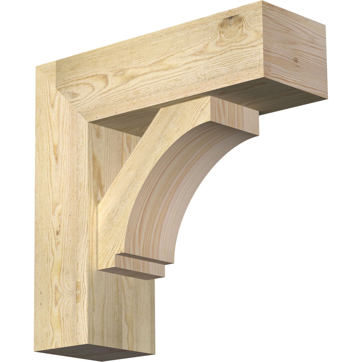 Ekena Millwork 1462874 Imperial block rough sawnbracket with offset brace 8-in x 24-in x 24-in Douglas fir Brown Wood Standard bracket