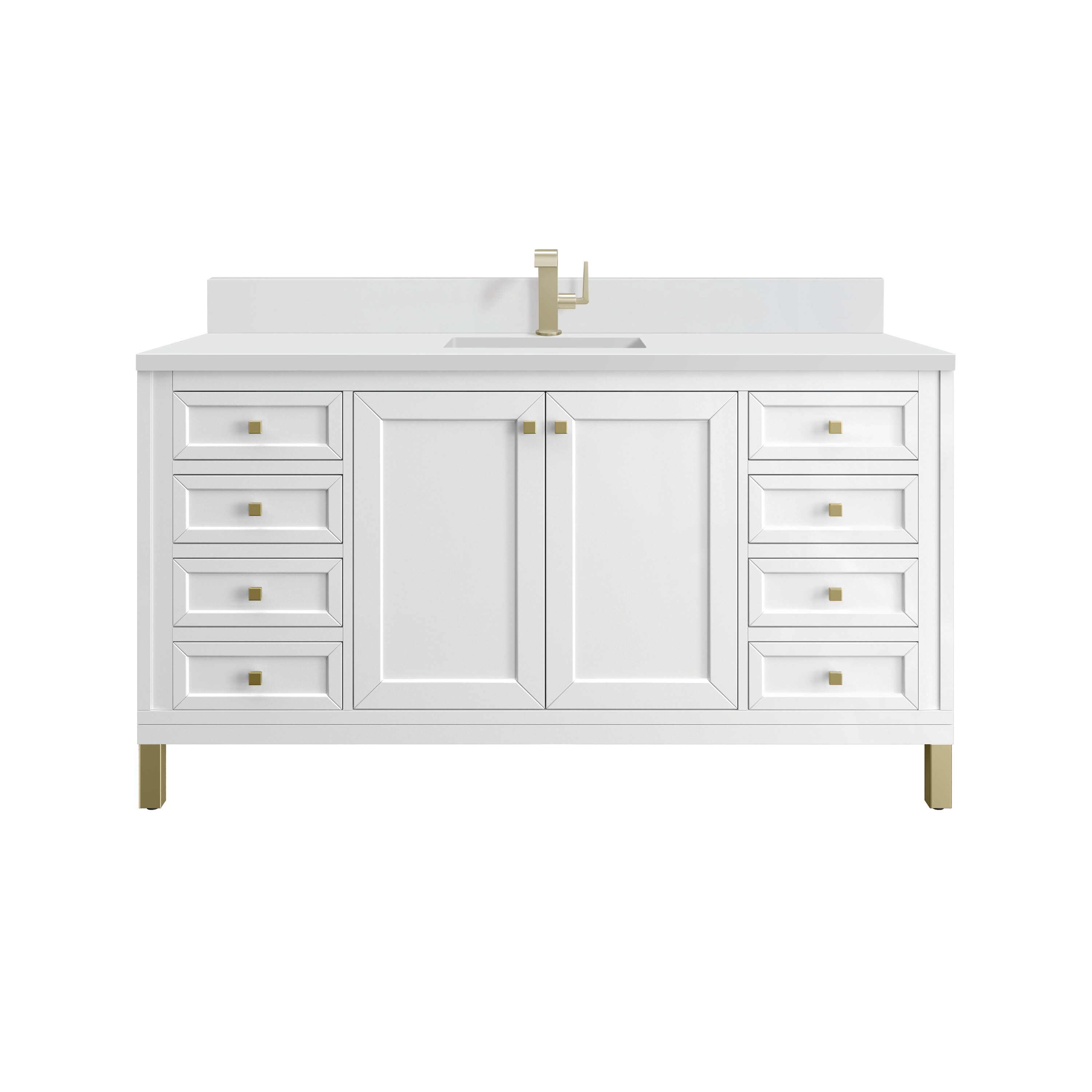 James Martin Vanities 305-V60S-GW-1WZ Chicago 60-in Glossy White Undermount Single Sink Bathroom Vanity with White Zeus Quartz Top