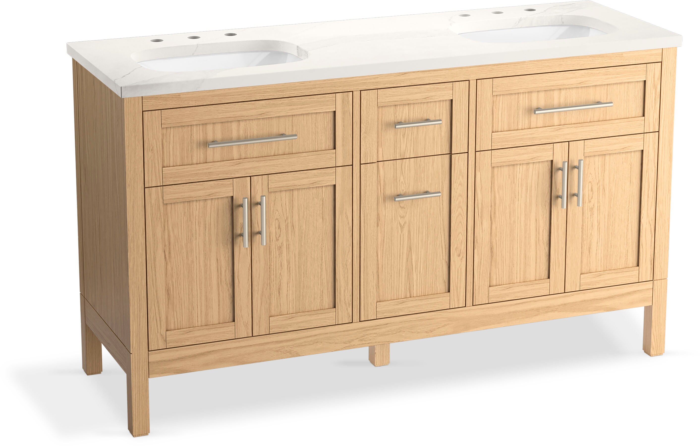 KOHLER Hadron 60-in Light Oak Undermount Double Sink Bathroom Vanity ...