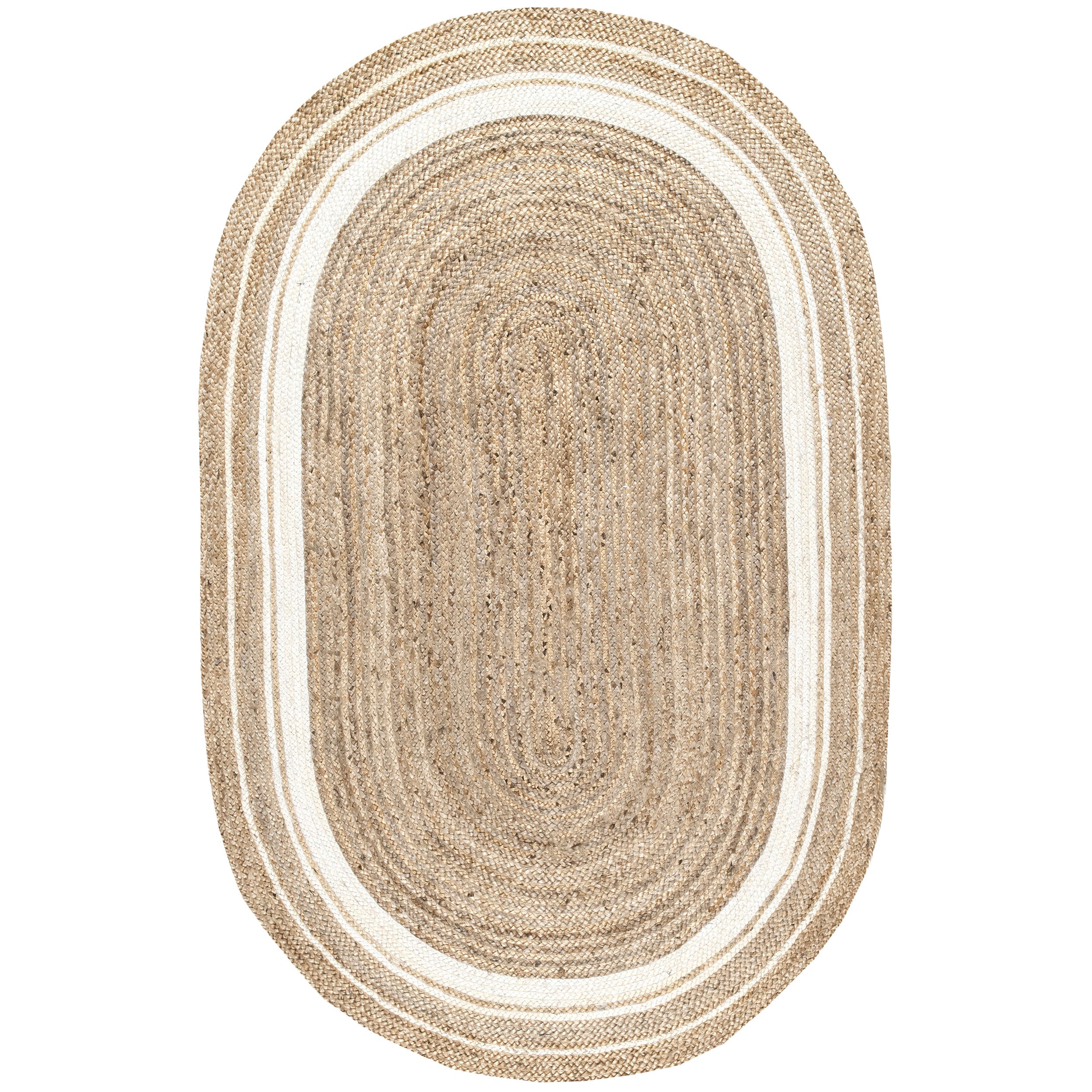nuLOOM TADR04A-O609 Rikki 6 x 9 (ft) Loomed Jute Off White Oval Indoor Border Area rug