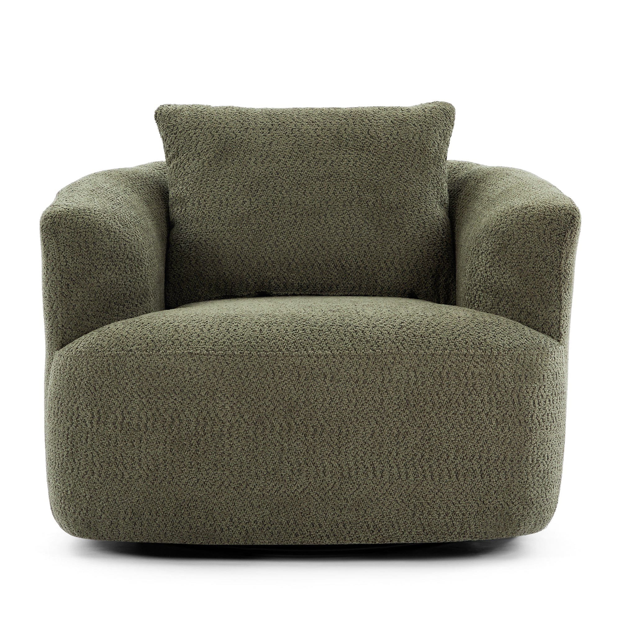 Boyel Living 360° Swivel Chair 38.2 inch Accent Chair Sofa Upholstered Swivel Barrel Sofa Chair with a Throw Pillow for Living Room Bedroom Office