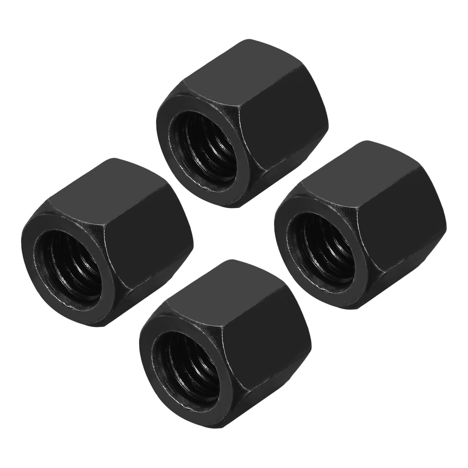 Unique Bargains M12x1.75mm Hex Coupling Nuts 18mm/0.7 Inch Coarse Thread Black 4pcs