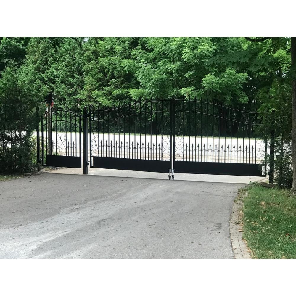 ALEKO 14-ft X 6-ft Black Galvanized Steel Driveway Gate In The Driveway ...