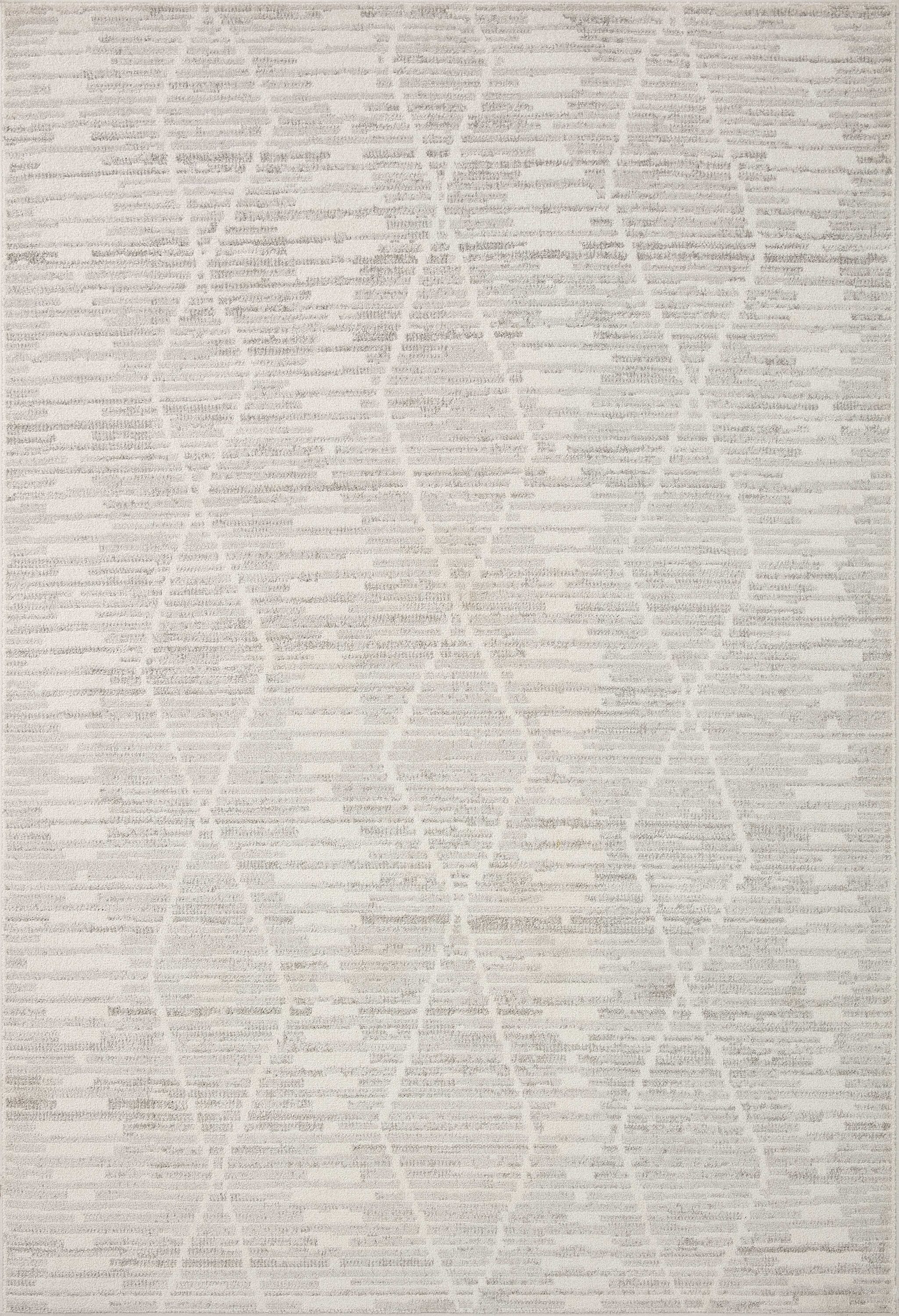 Kamala Ivory and Silver Rectangular Synthetic Area Rug 6'-7" x 9'-6"