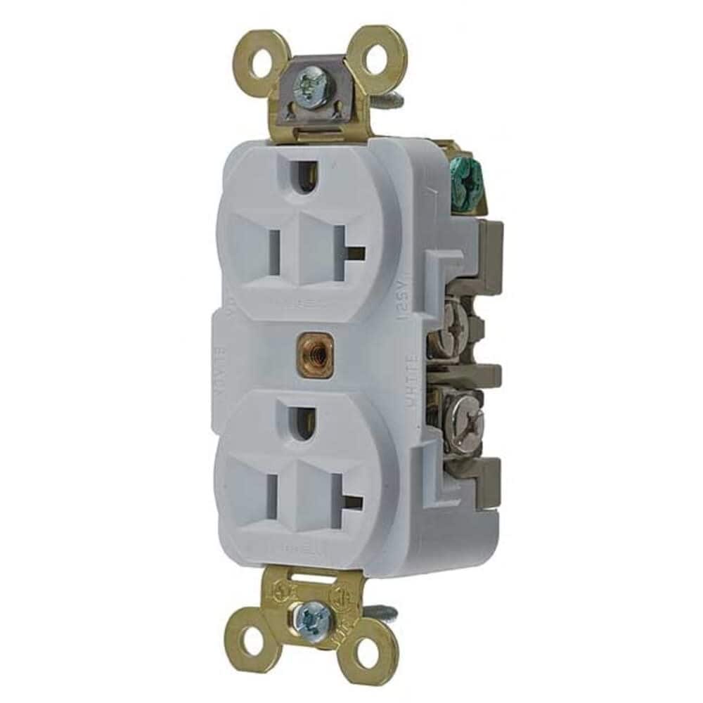 Hubbell  Wiring Device-Kellems Duplex Straight Blade Receptacle 5-20R 20 A 125V AC 2 Pole 3 Wire Flush Mount Grounded