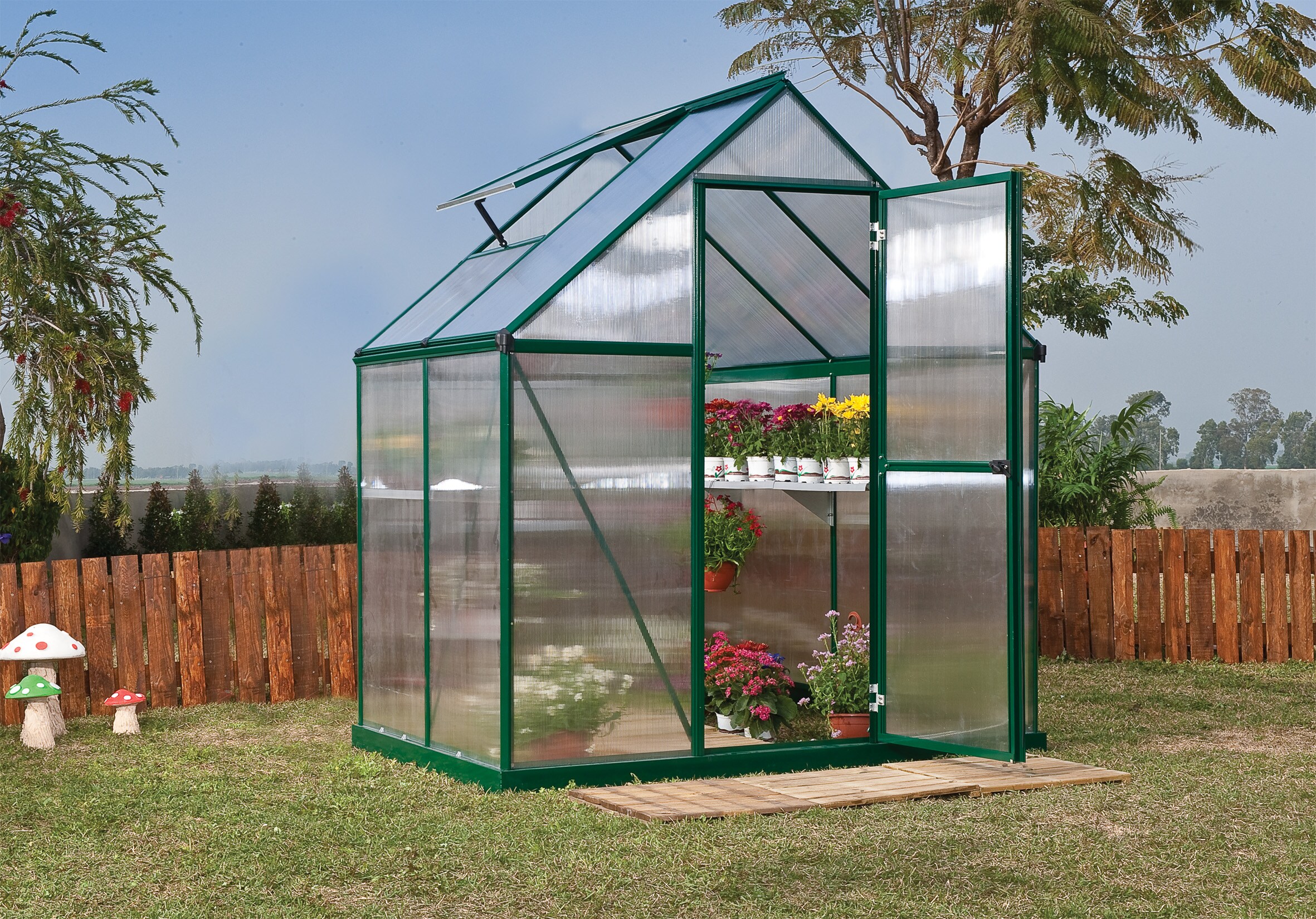 Mythos 6' x 4' Green Polycarbonate and Aluminum Greenhouse Kit