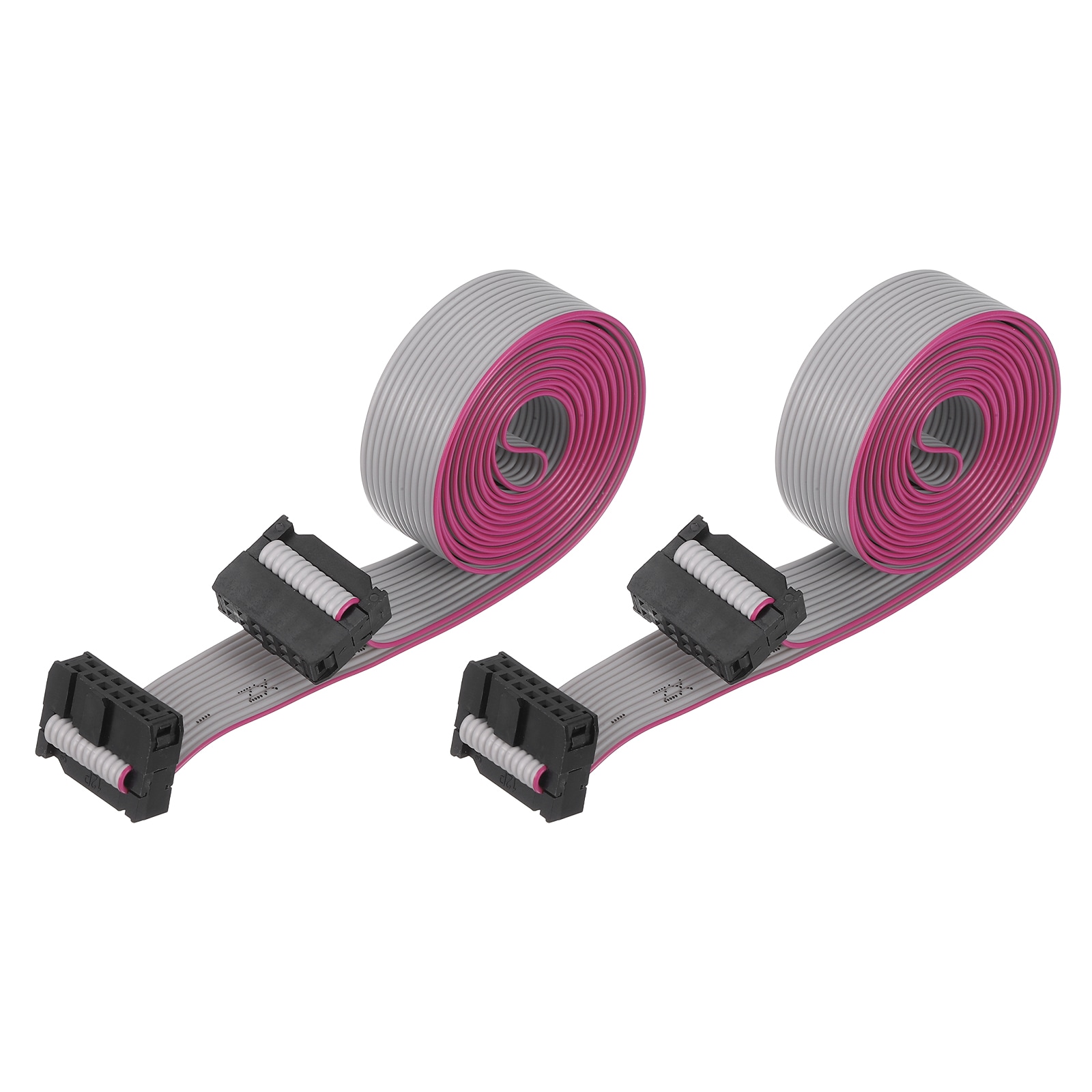 Unique Bargains 2pcs IDC Connector Flat Ribbon Cable 12 Pins 2.54mm Pitch 1.5m Length FC to FC Dual Female Connector Flat Ribbon Cable Wire for Industrial Electronics Grey #S26062600UX5410