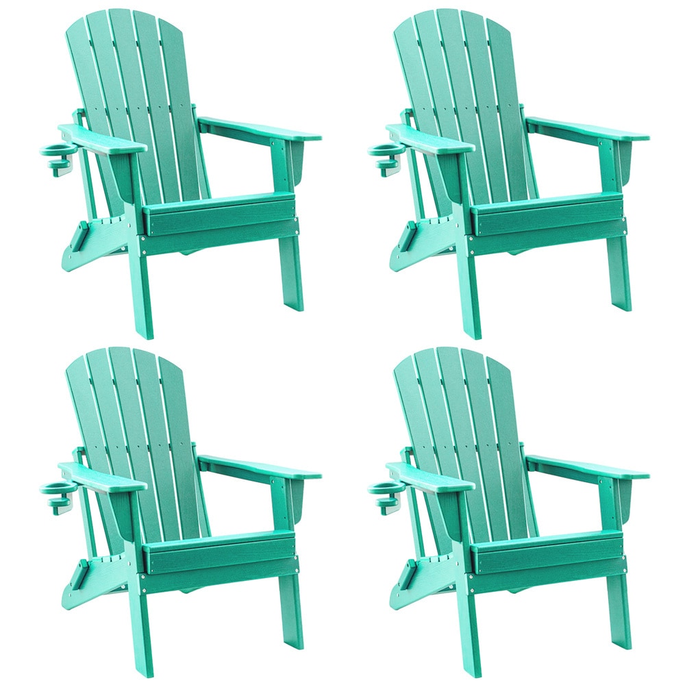 Upland YYFAC-AB4 Adirondack Chair Set of 4 Aruba Blue HDPE Frame Swivel Adirondack Chair with Solid Seat