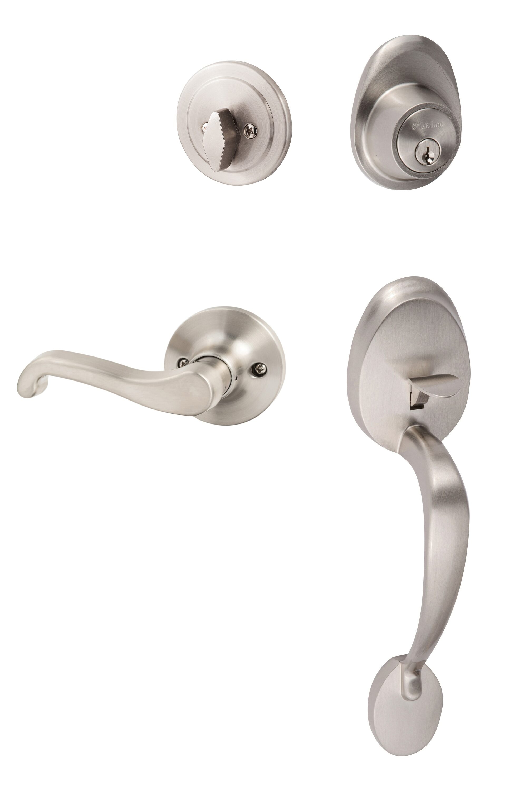 Sure-Loc Hardware AT507-SG LH 15 SureLoc Alta Satin Nickel Single-Cylinder Deadbolt Left-handed Exterior Keyed entry Door Handle