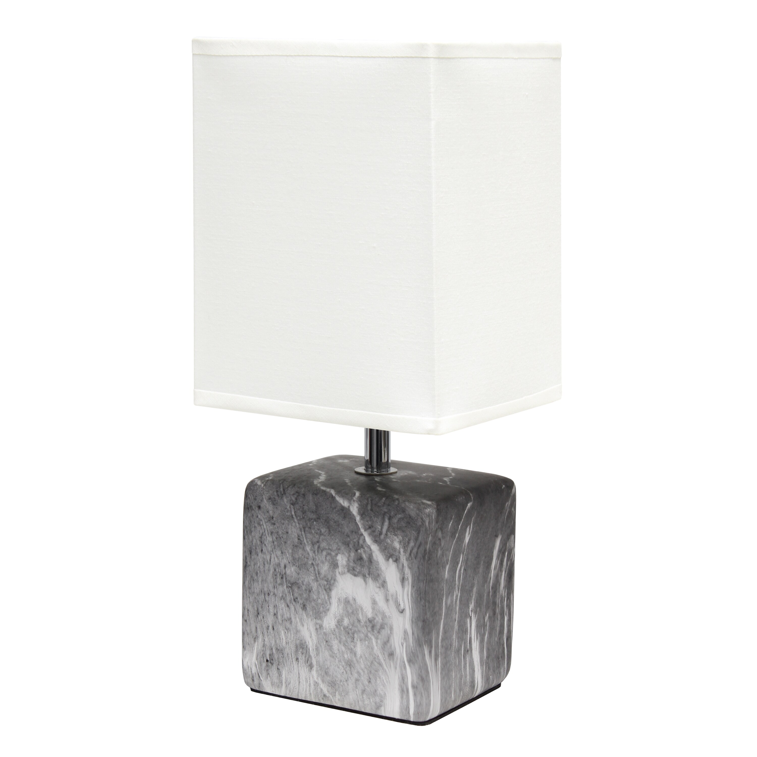 Simple Designs LT6003-BAW 11.81-in Black/White Shade LED On/Off switch Table Lamp with Fabric Shade