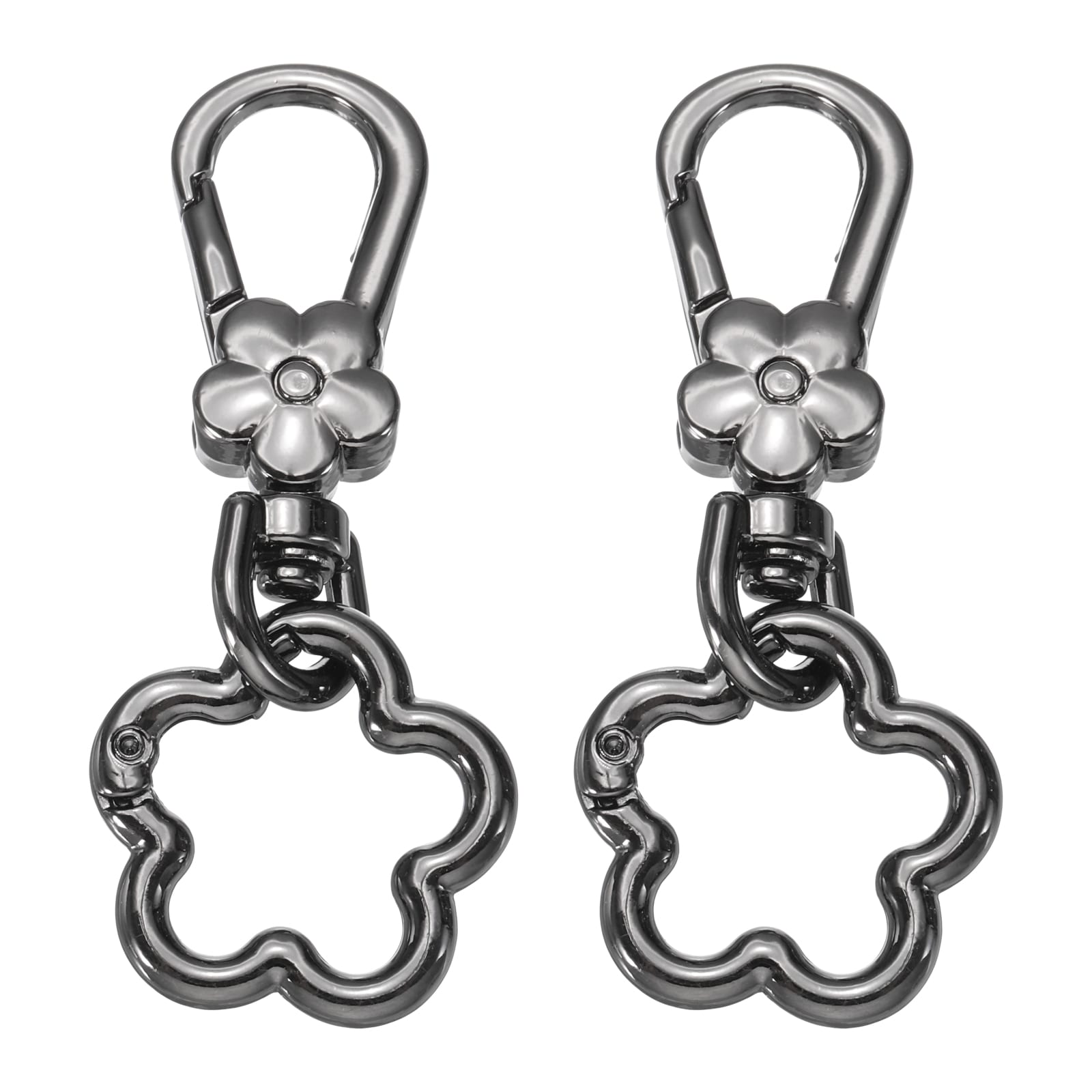 Unique Bargains 2pcs Metal Keychain Clip Swivel Lobster Claw Clasp Quick Release Flower Ring Detachable Double Opening Snap Hooks for Jewelry Making Crafts Backpack Bag Lanyard Gunmetal #S26042800UX2760