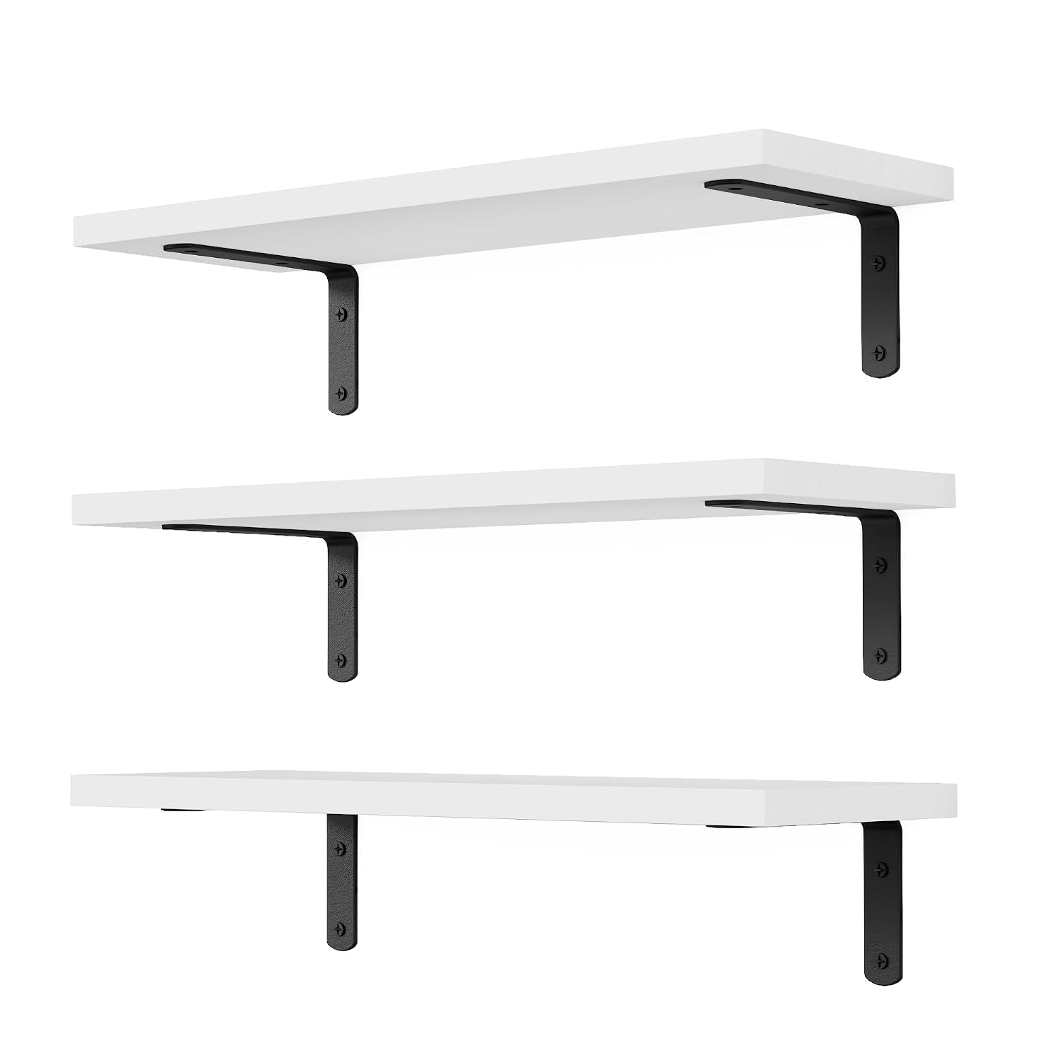 Fredees Floating Wall Shelves Solid Wood 16.5 x 5.5 x 0.6 In Set of 3 Wall Mounted Storage Display Shelves for Bedroom Bathroom Living Room