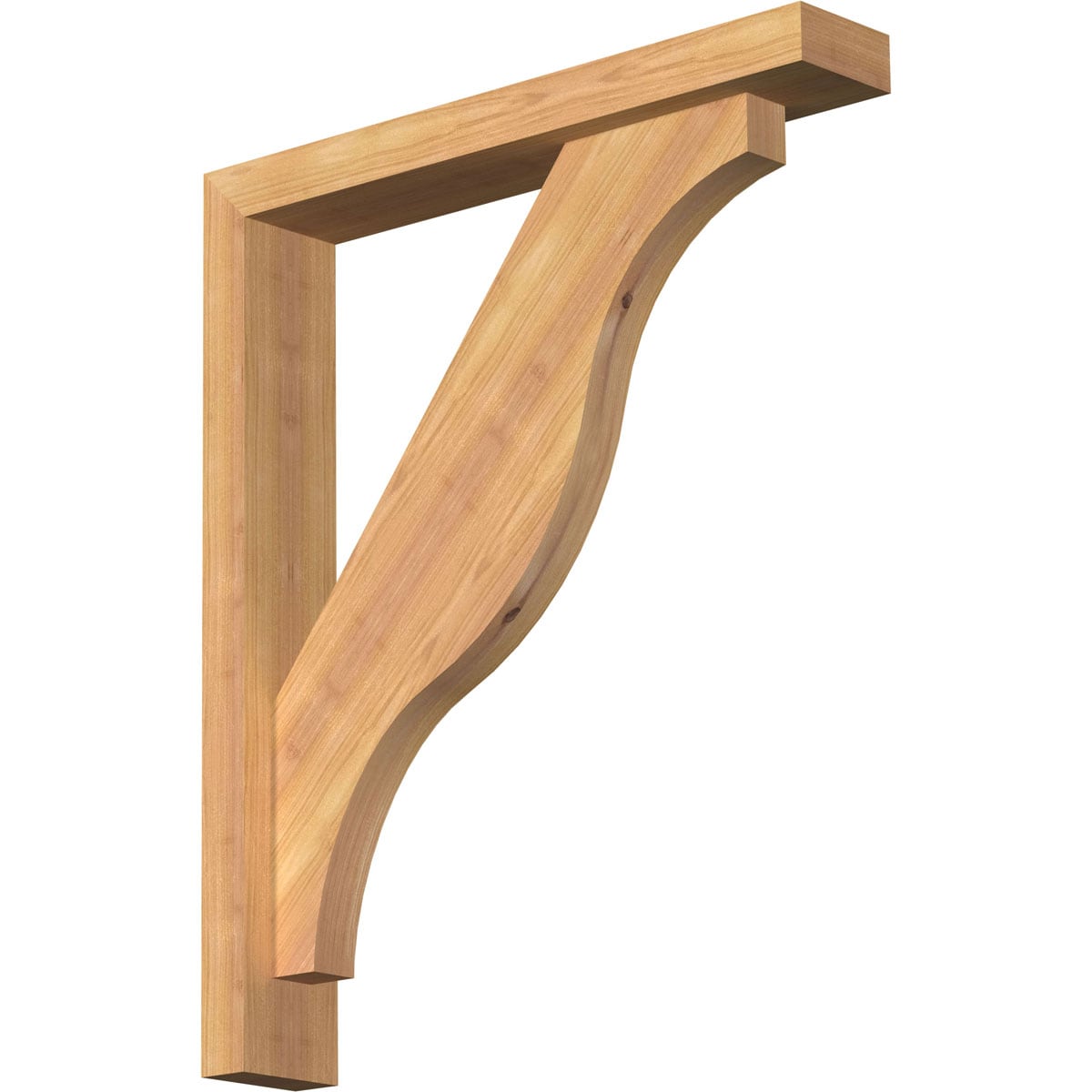 Ekena Millwork 1462317 Funston Block Smooth Bracket with Offset Brace Western Red Cedar Wood Standard Bracket