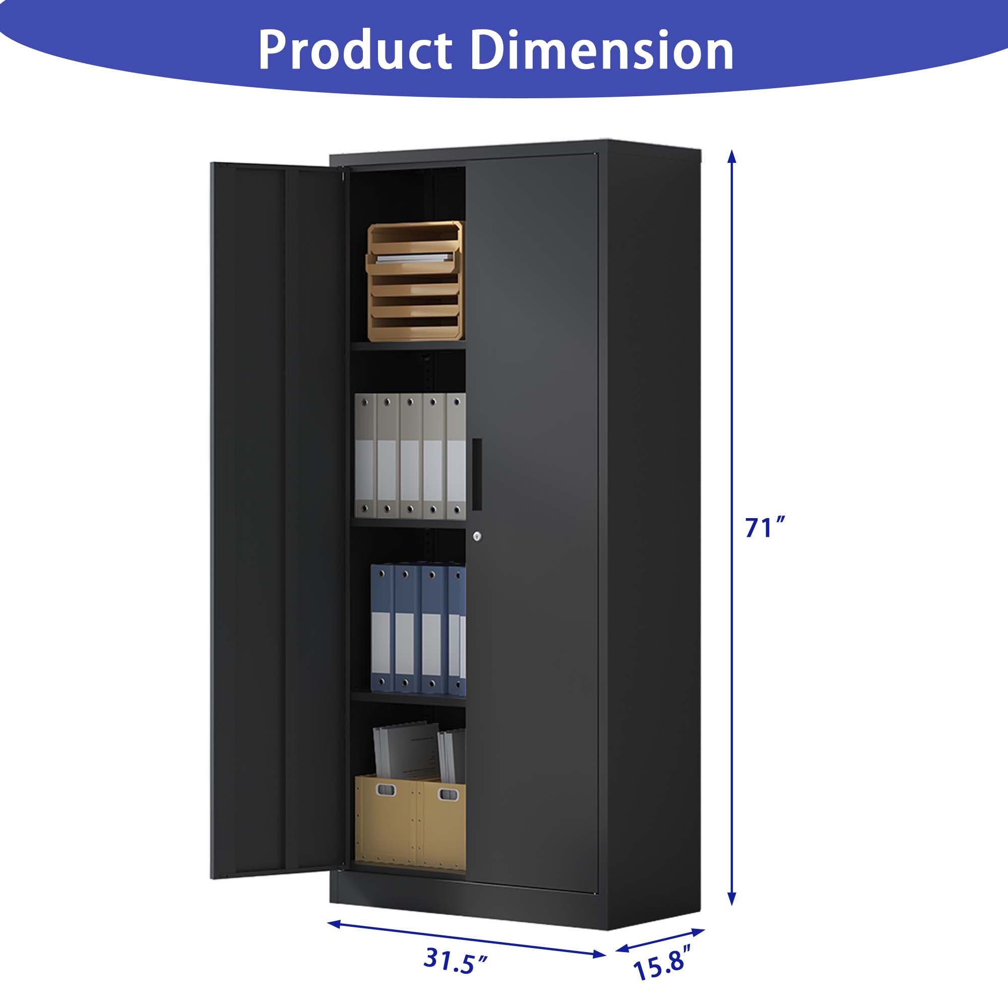 Black 31.5-in Lockable File Cabinet 71-in H Metal Garage Storage ...