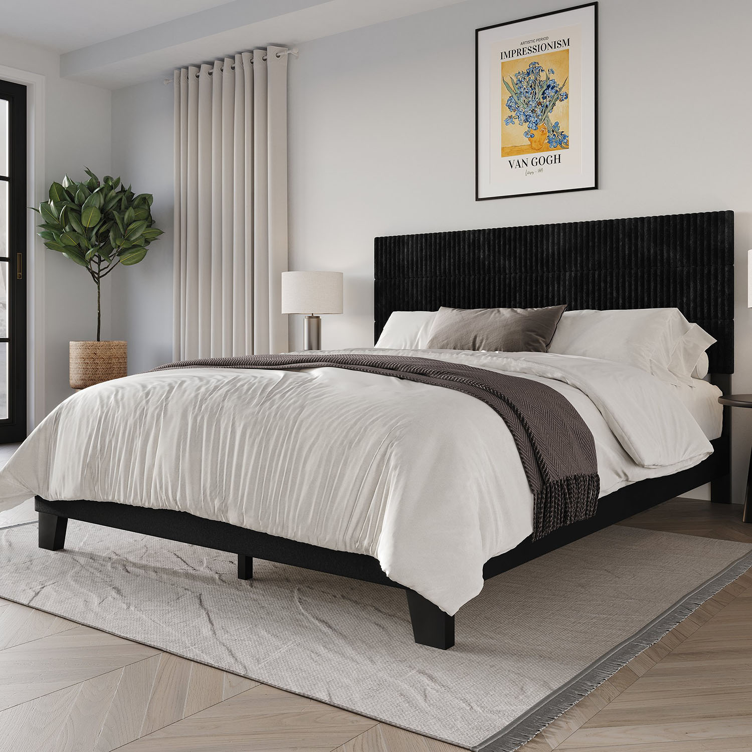CasePiece C8541FPL-BK-VV Black Full Wood Platform Bed