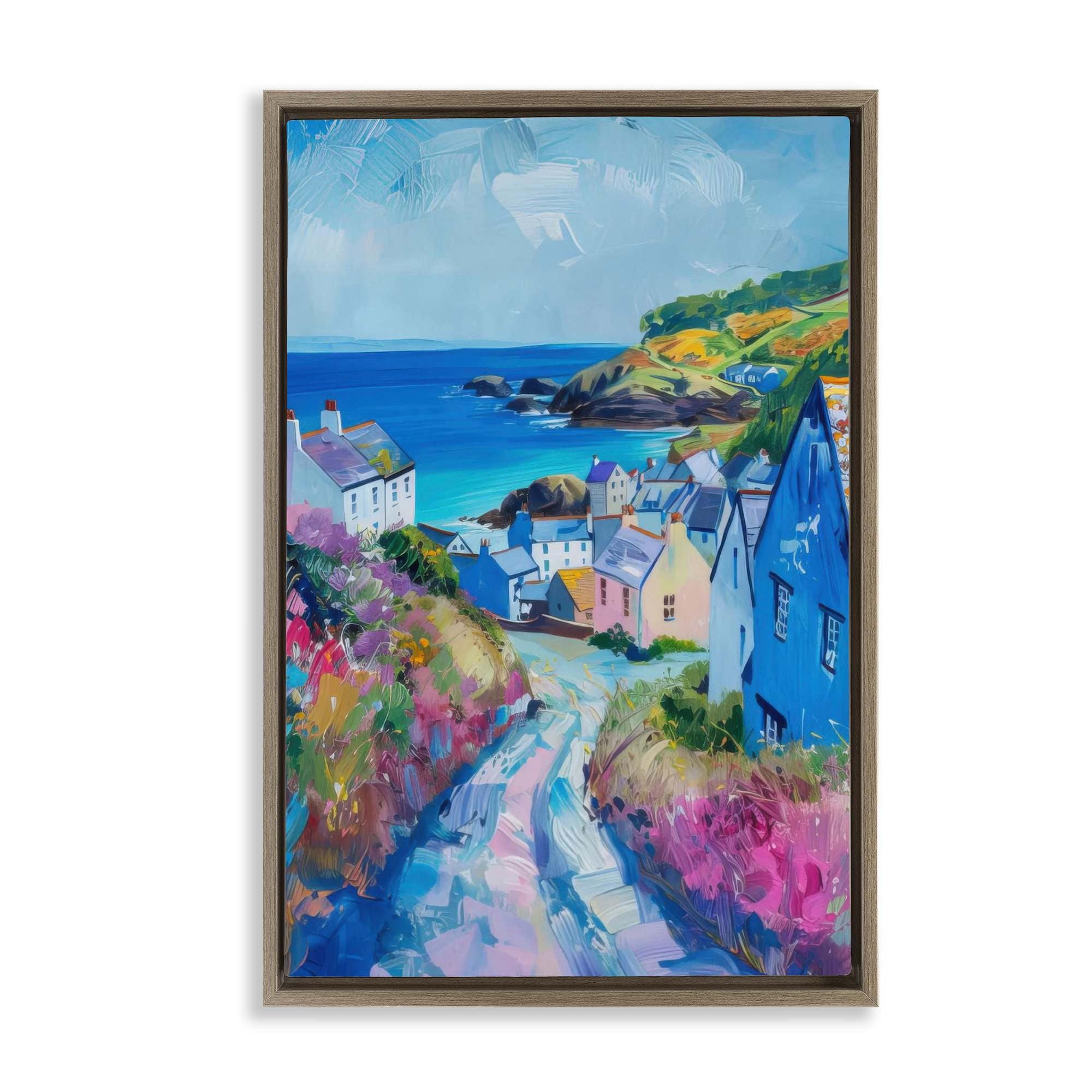 Stupell Industries BT-727-FFE-16X24 Seaside Town Overlook Floating Frame design by LSR Design Studio